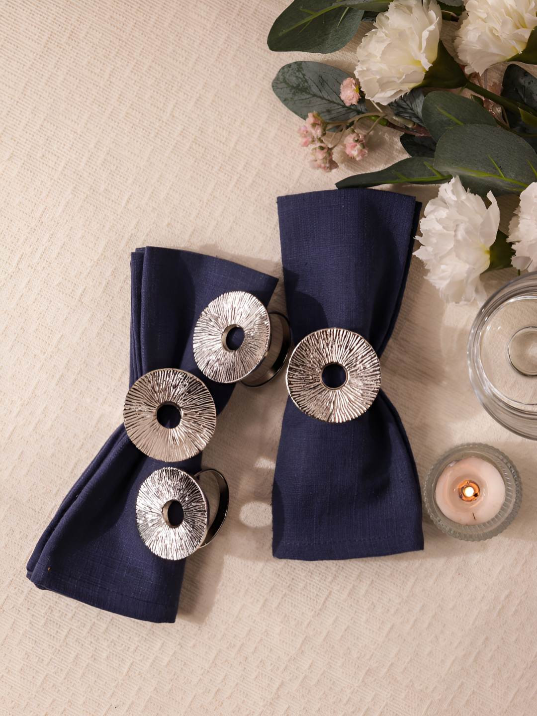 Glimpse Homes Set of 4 Silver Lotus Leaf Tissue Holders