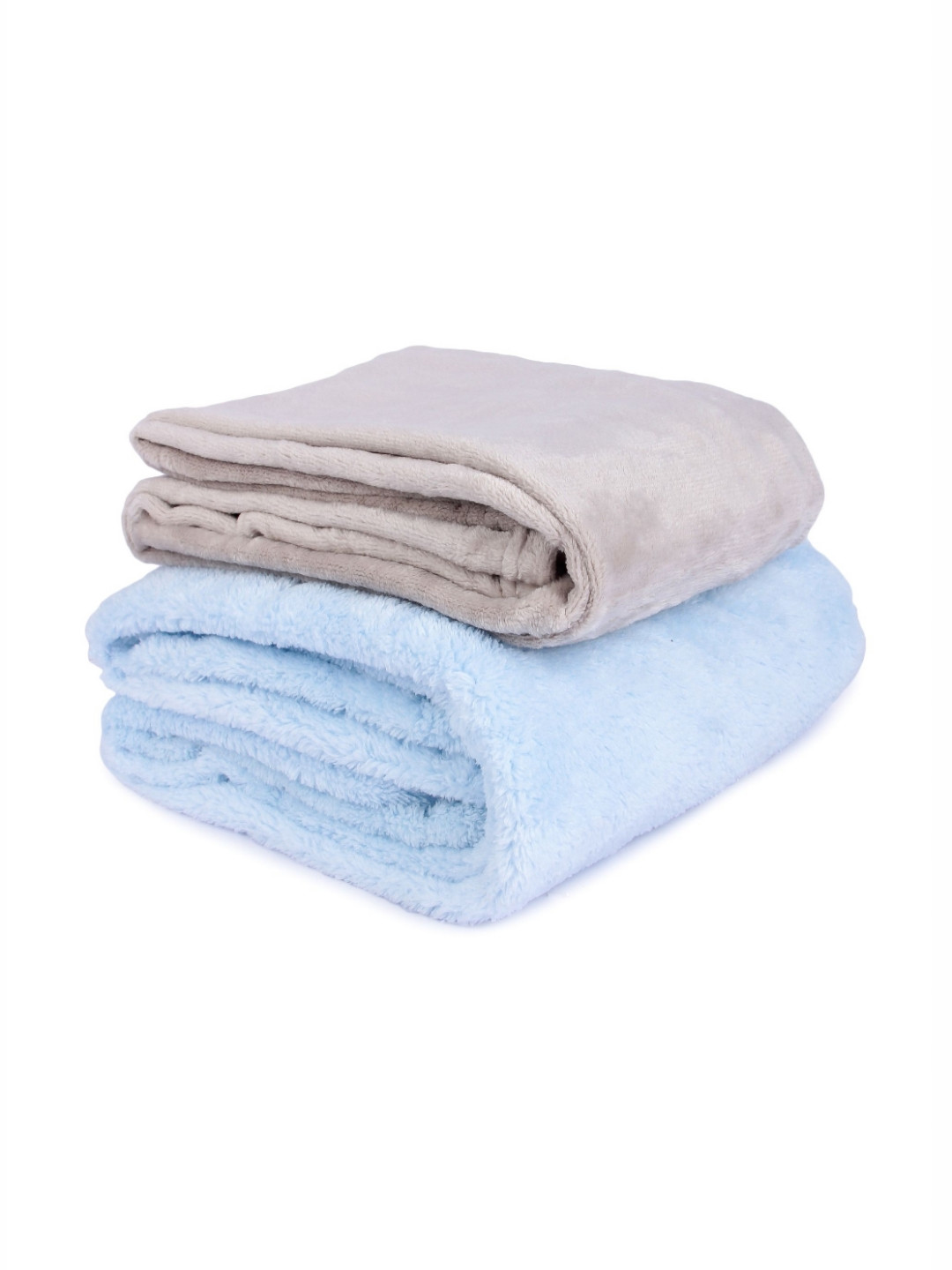 Butterthief Off White & Blue Set of 2 Woollen Mild Winter Baby Crib Blanket