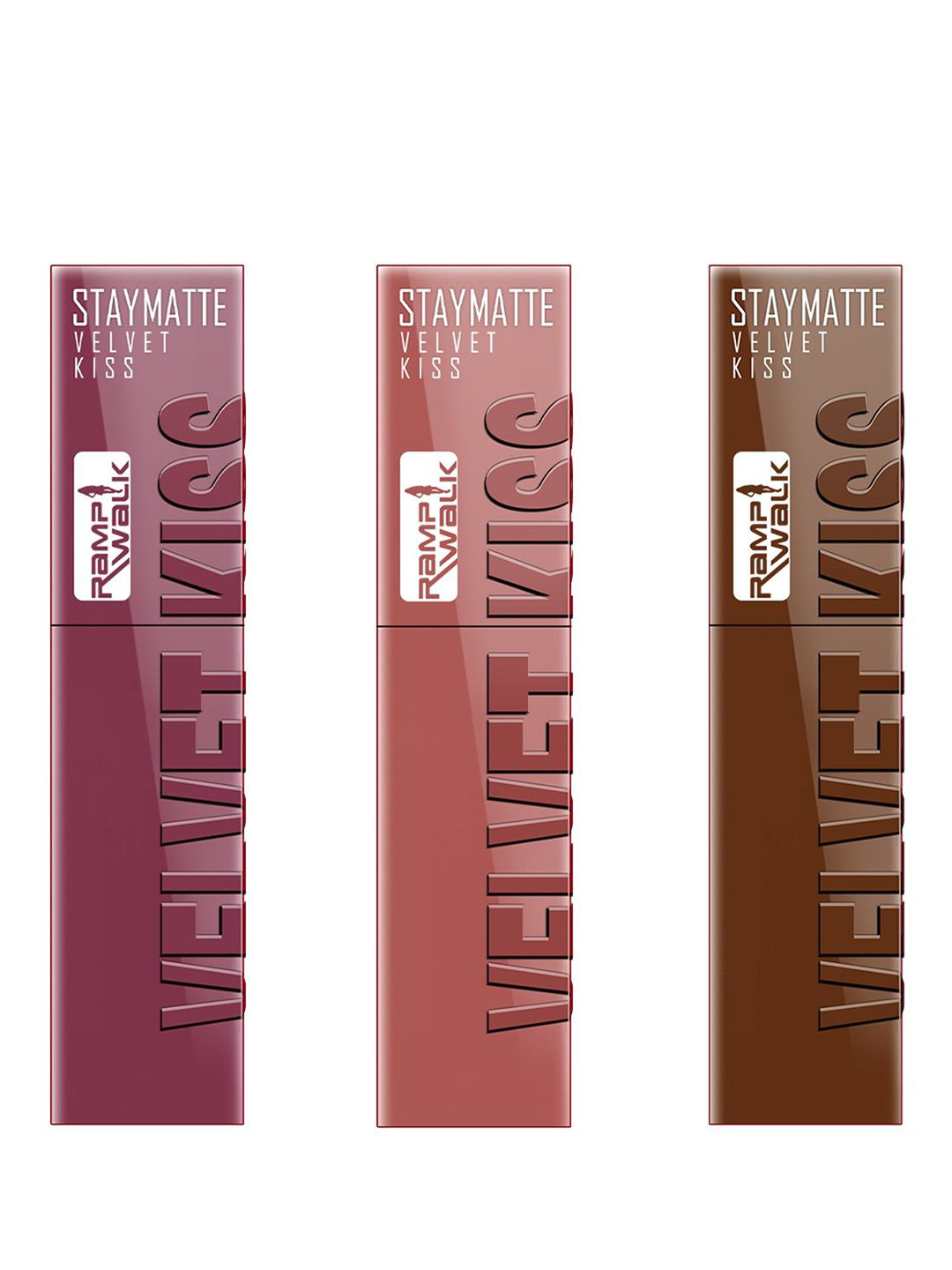 Ramp Walk Velvet Kiss Set Of 3 Waterproof Liquid Lipstick - 3.5 ml Each- Shade - 4 -5 -11