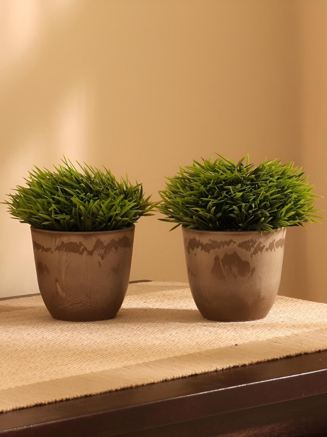 Elemntl Green & Brown 2 Pieces Artificial Potted Topiary Bush With Pot