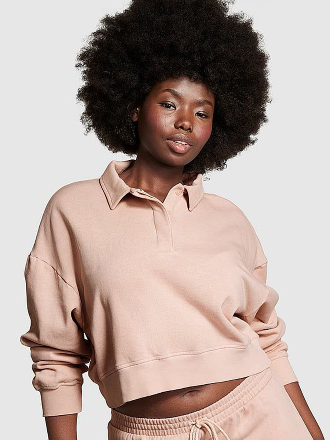 Victoria's Secret PINK Ivy Fleece Polo Sweatshirt