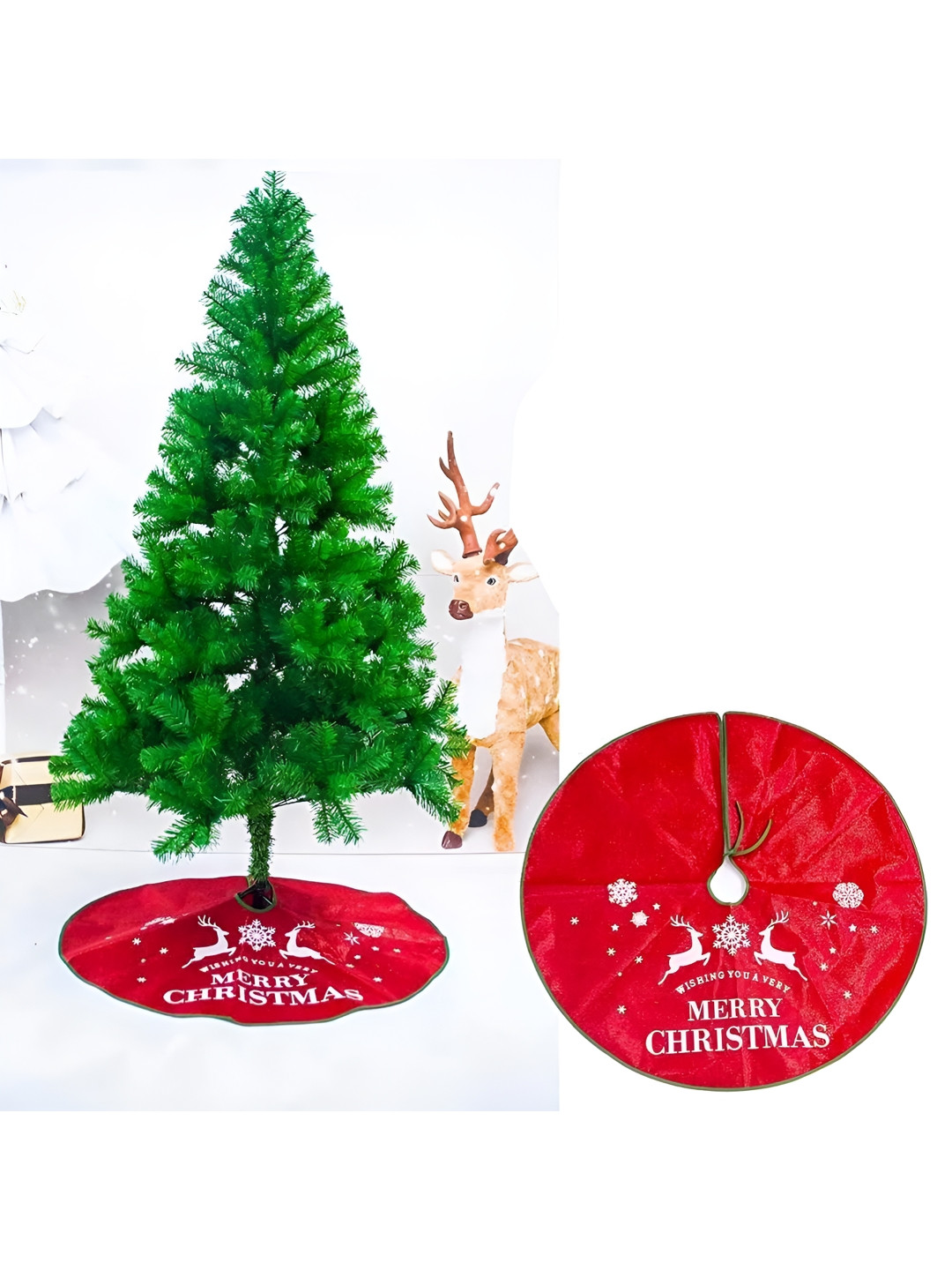 CraftVatika Red & White Printed Tree Skirt