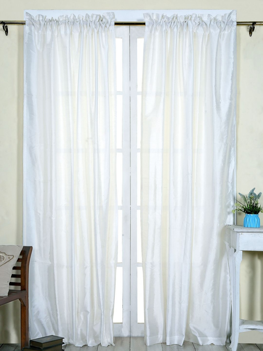 Soumya White Set of 2 Sheer Long Door Curtain