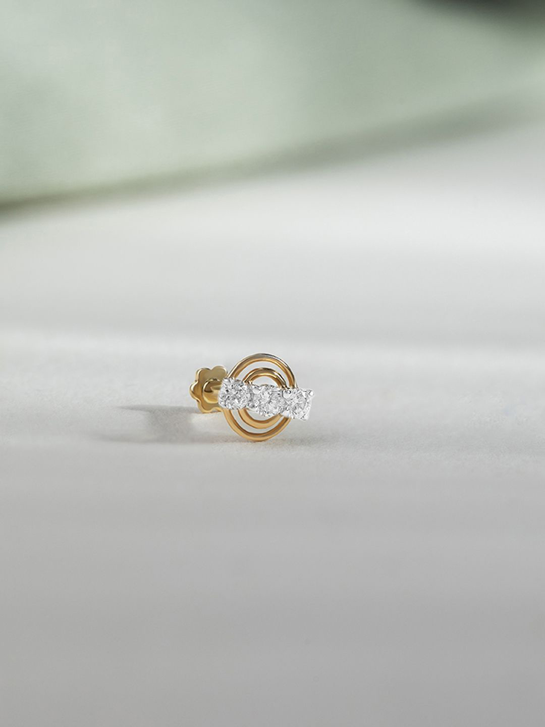 Mia By Tanishq 14KT Cosmic Loop Gold and Diamond Nose Pin -0.262g