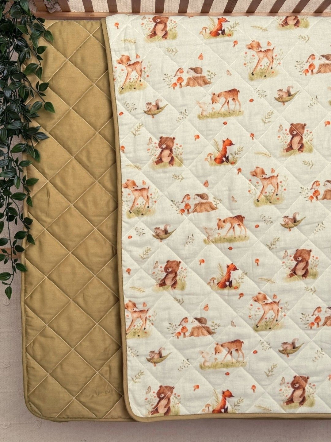 A Toddler Thing Beige Forest Fun Printed Cotton Mild Winter 300 GSM Single Bed Quilt