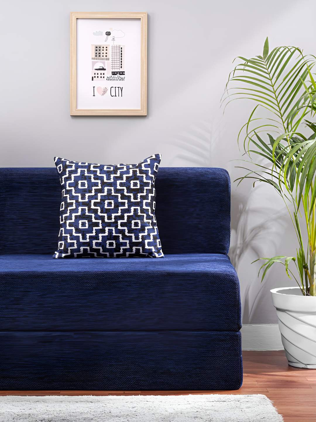 Solis Primus Comfort for all Navy-Blue 1 Seater Foam Fold Out Sofa Cum Bed