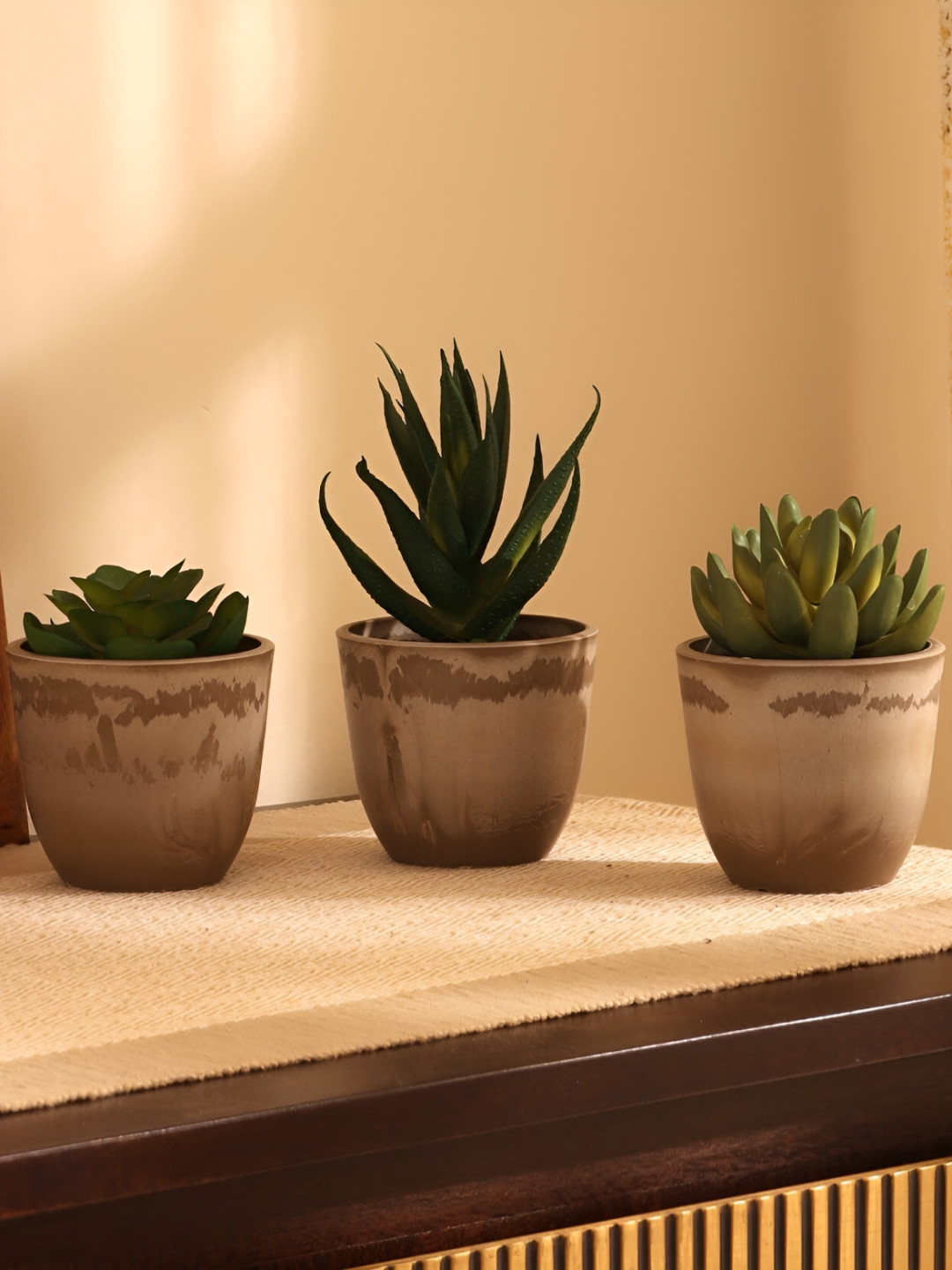 Elemntl Green 3 Pieces Aloe Vera Artificial Plants With Pot
