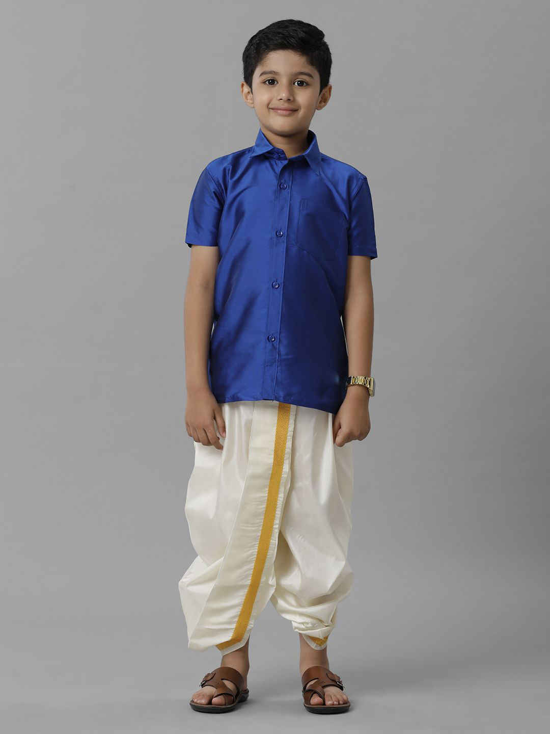 Ramraj Boys Short Sleeves Shirt With Panchakacham