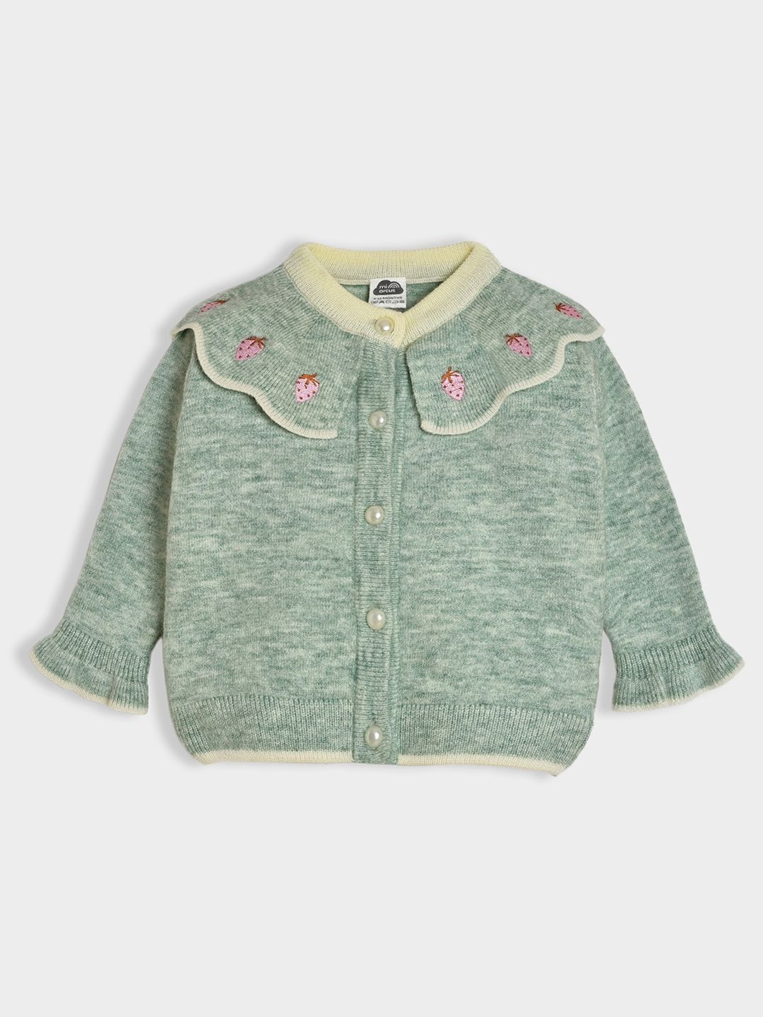 MiArcus Girls Strawberry Embroidered Cardigan