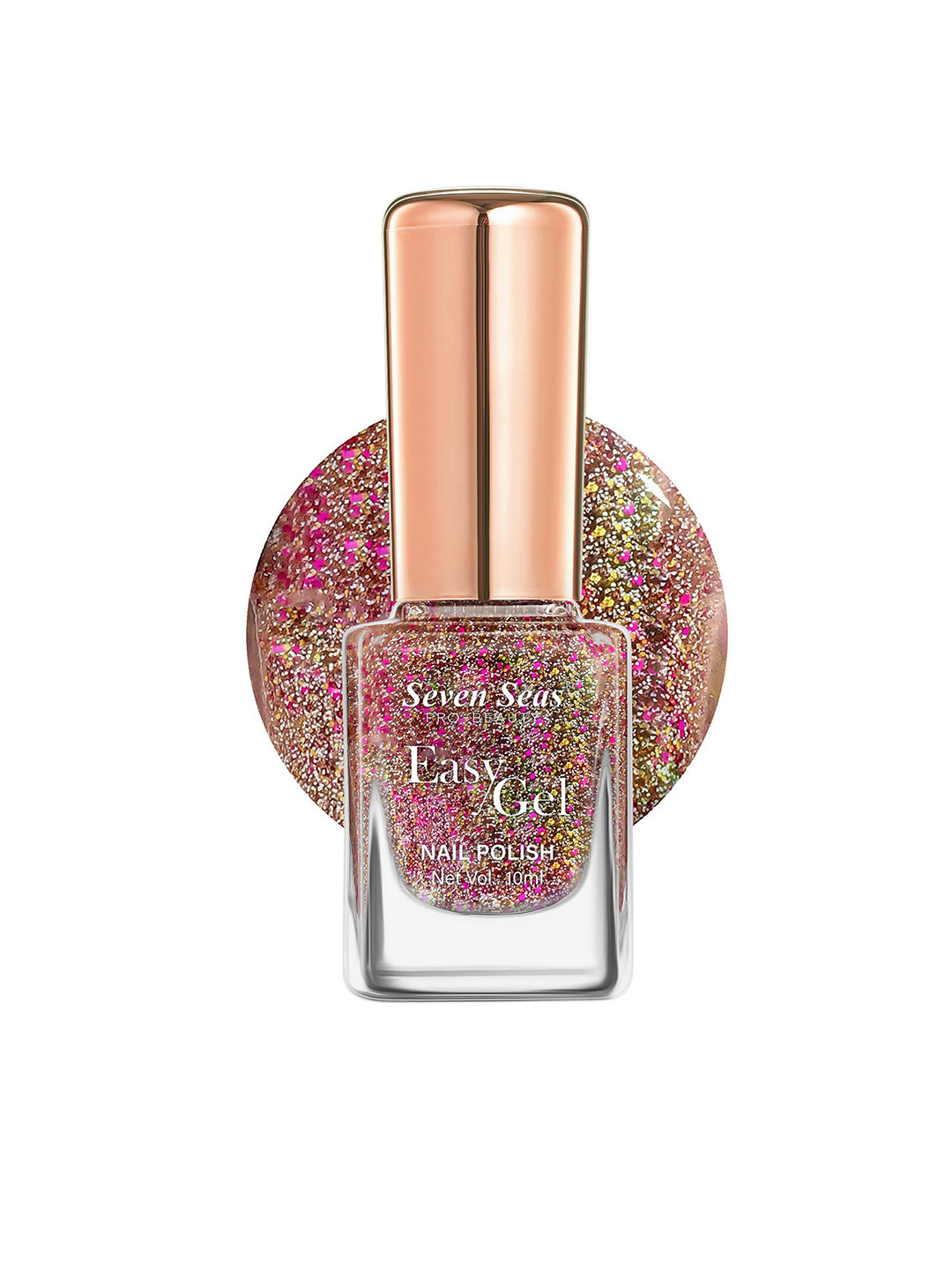 Seven Seas Easy Gel Pro-Beauty Quick Dry Glitter Nail Polish - 10 ml - Gold & Pink 248