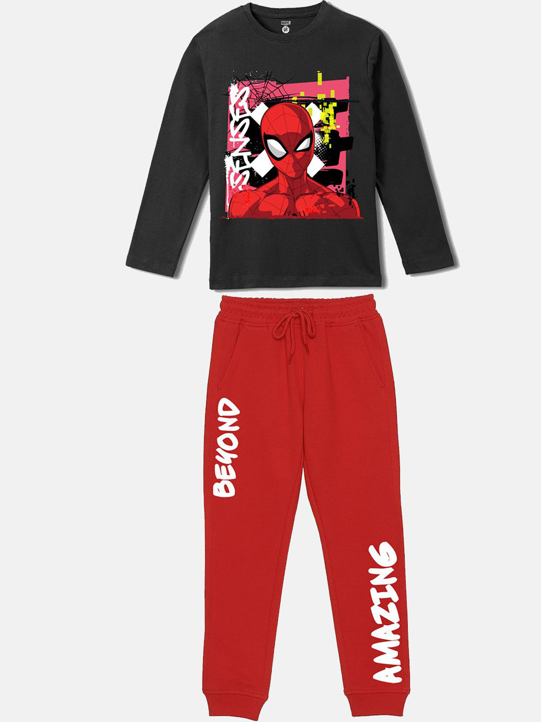 YK Marvel Boys Spider-Man Graphic Printed T-shirt With Jogger