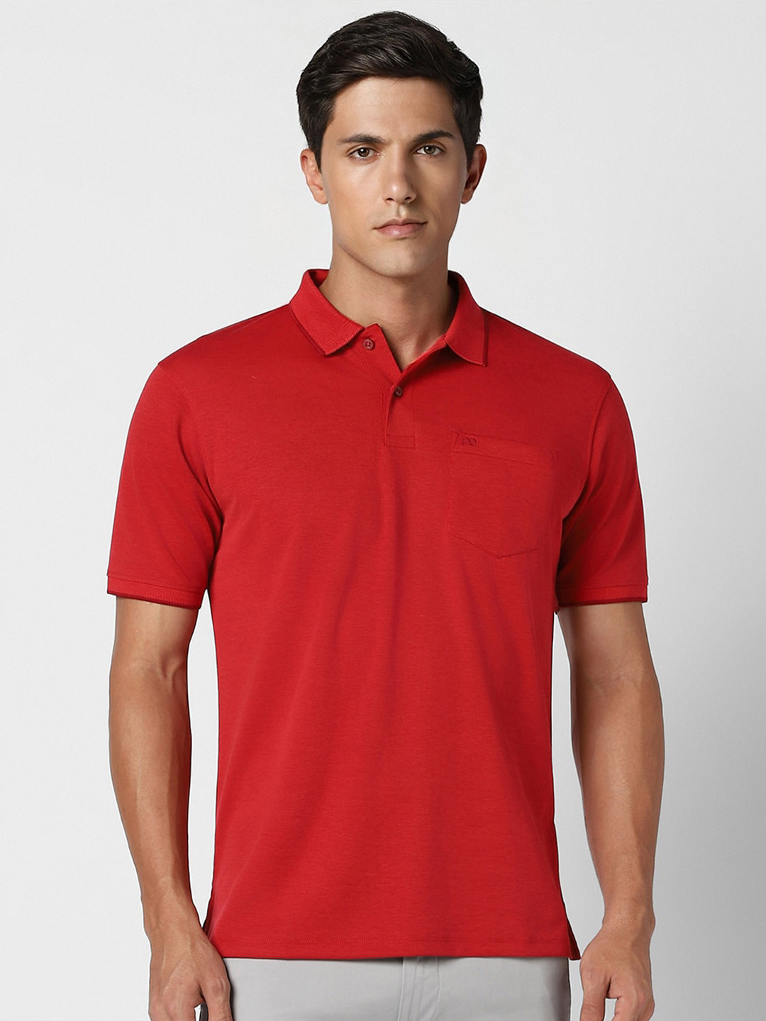 Peter England Solid Men Polo Collar T-shirt