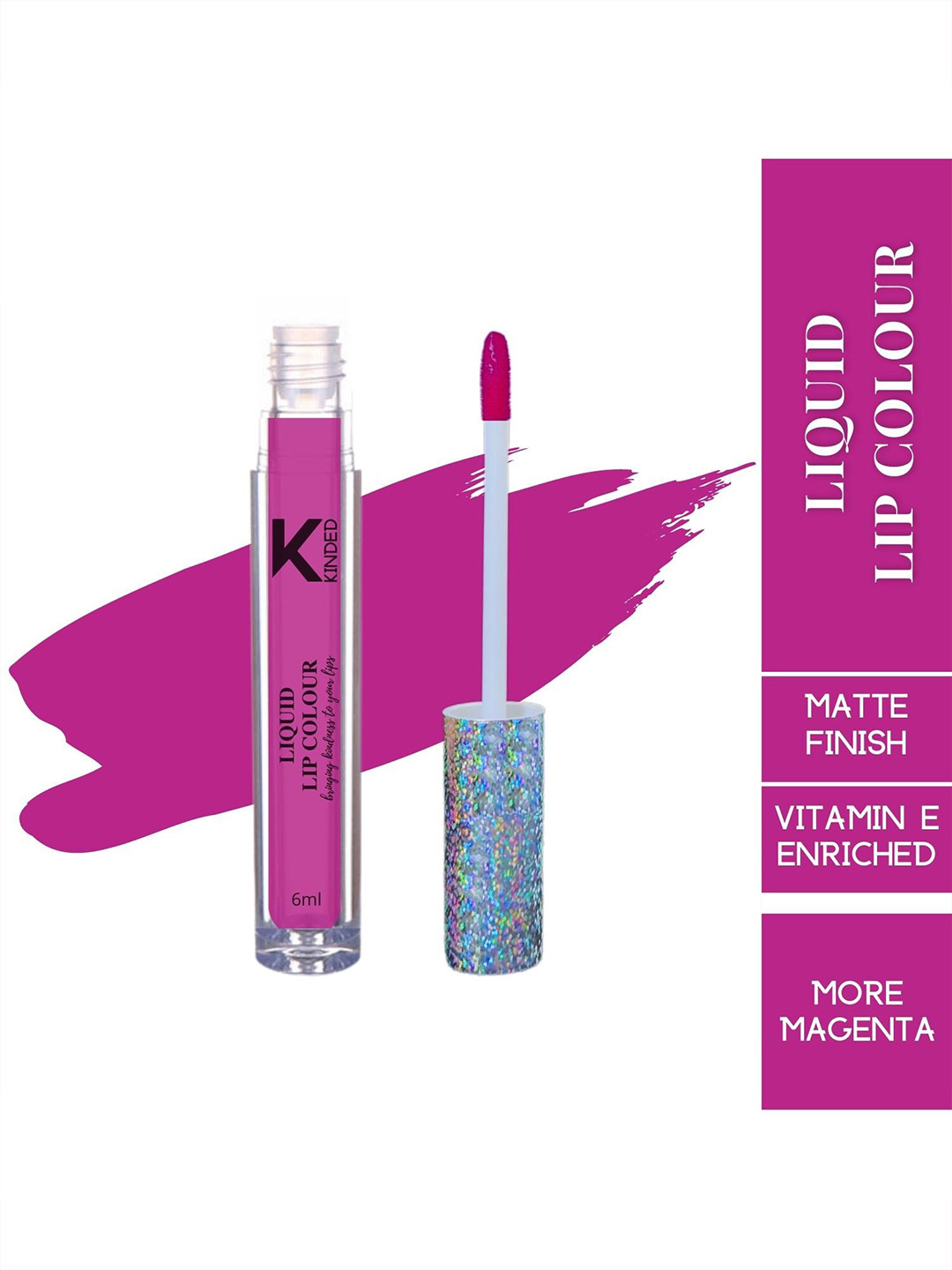 KINDED Vitamin E Enriched Long Lasting Matte Liquid Lip Colour Lipstick 6 ml - More Magenta 02
