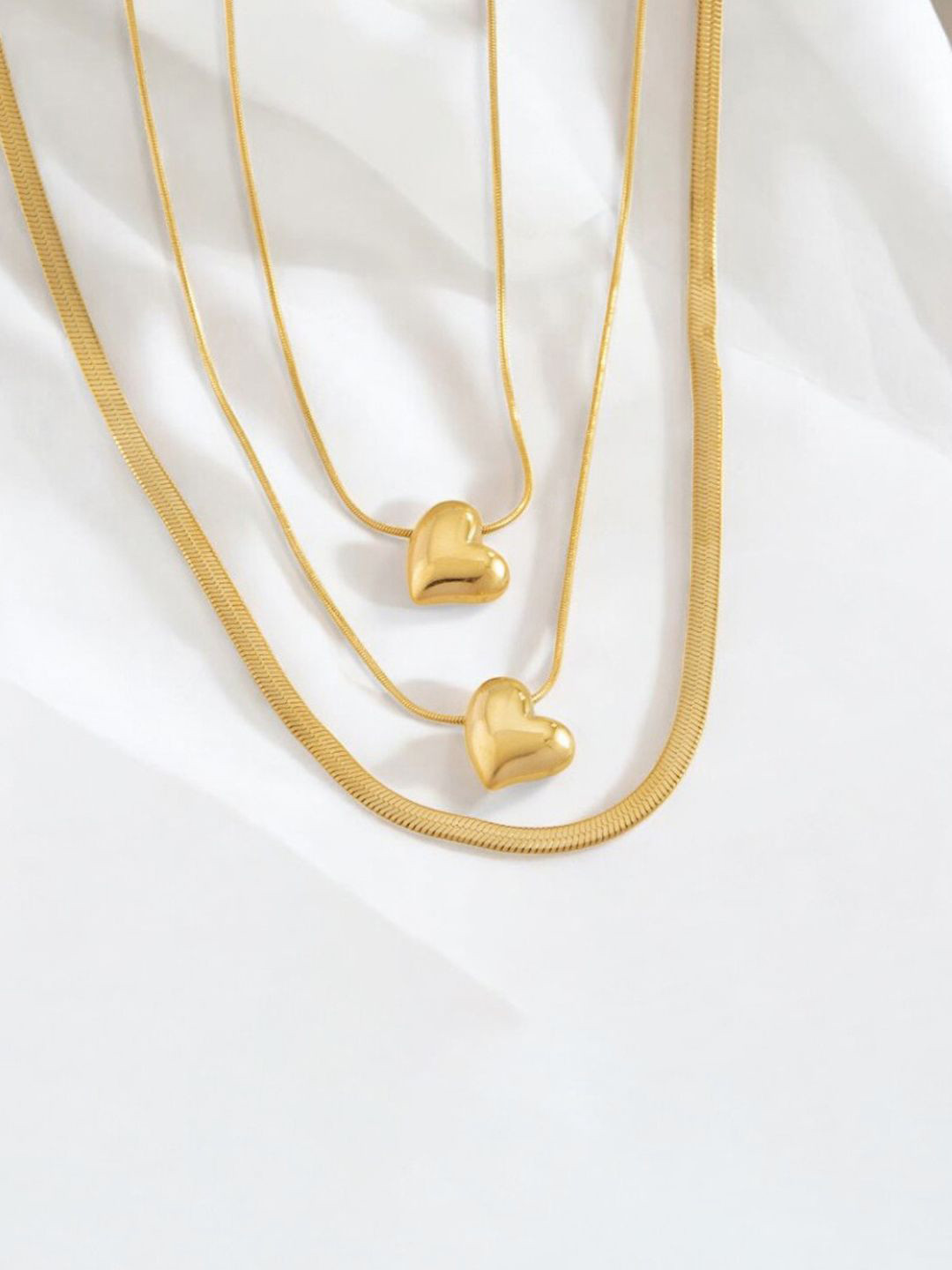 Designs & You Gold-Plated Stainless Steel Anti Tarnish Heart Theme Layered Chain