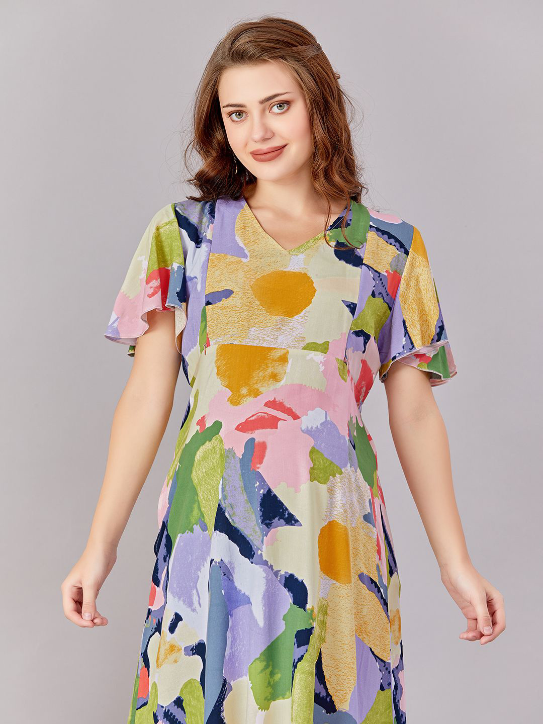 LOVELY MOM'S Women loral Printed Maternity A-Line Dress