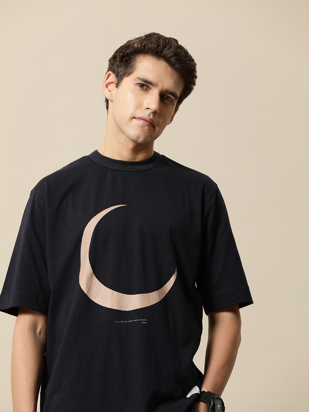 Mr Bowerbird Printed Drop-Shoulder Sleeves Pure Cotton Oversized T-shirt