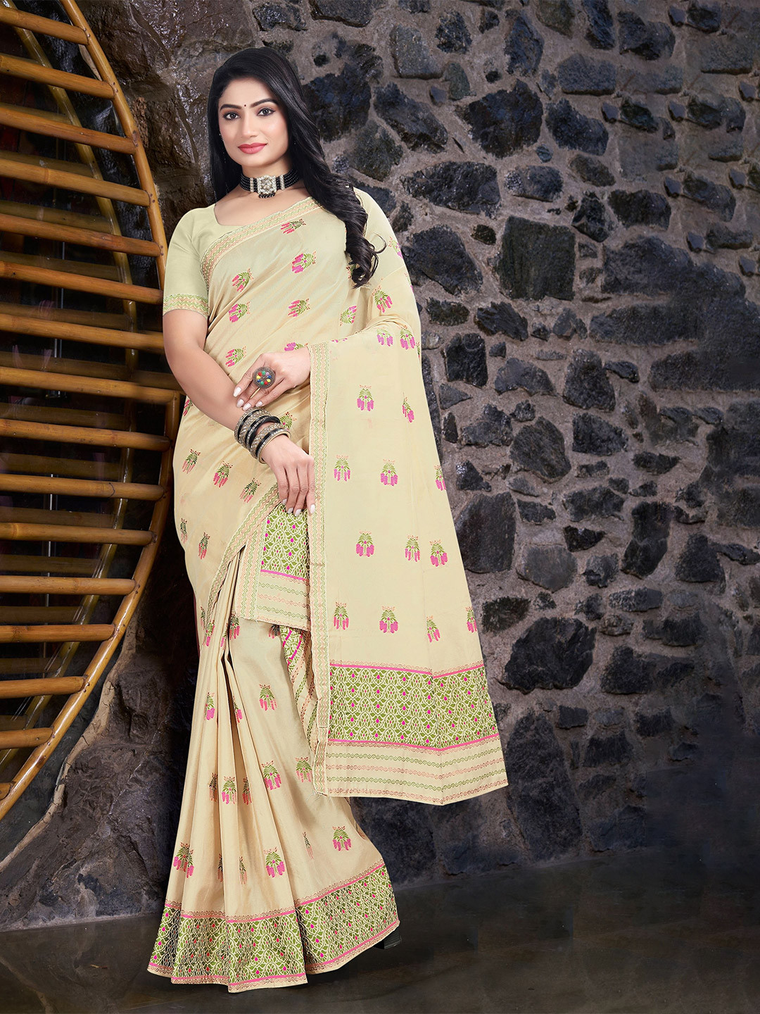 KAMDAR Poly Pat Silk Blend Assamese Mekhela Sador for Women