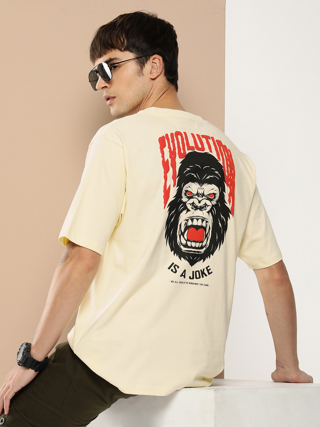 Difference of Opinion Men Graphic Printed Embossed Oversized T-shirt