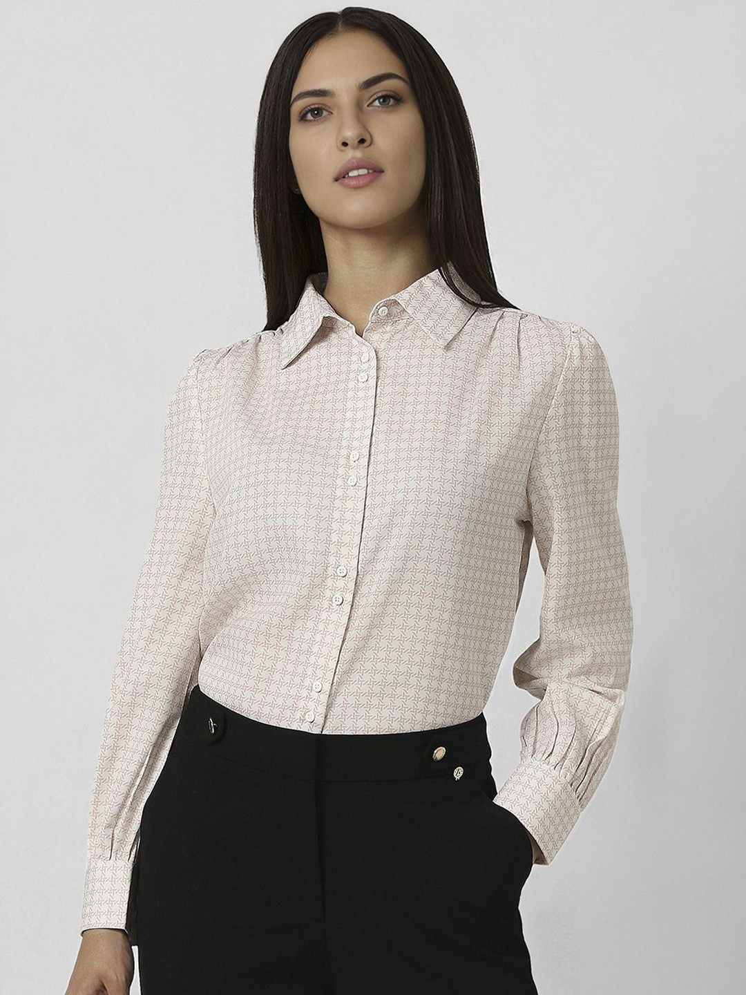 Van Heusen Woman Spread Collar Geometric Printed Formal Shirt