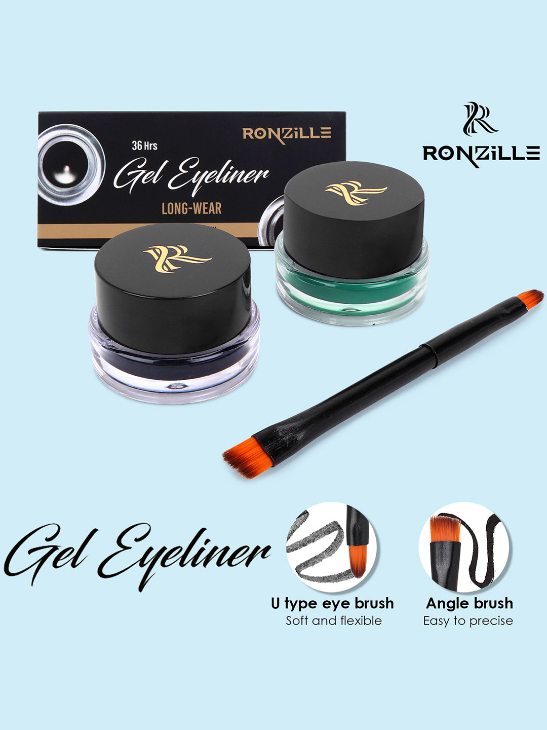 Ronzille Waterproof Kajal & Eyeliner - 3 g each - Black - Green