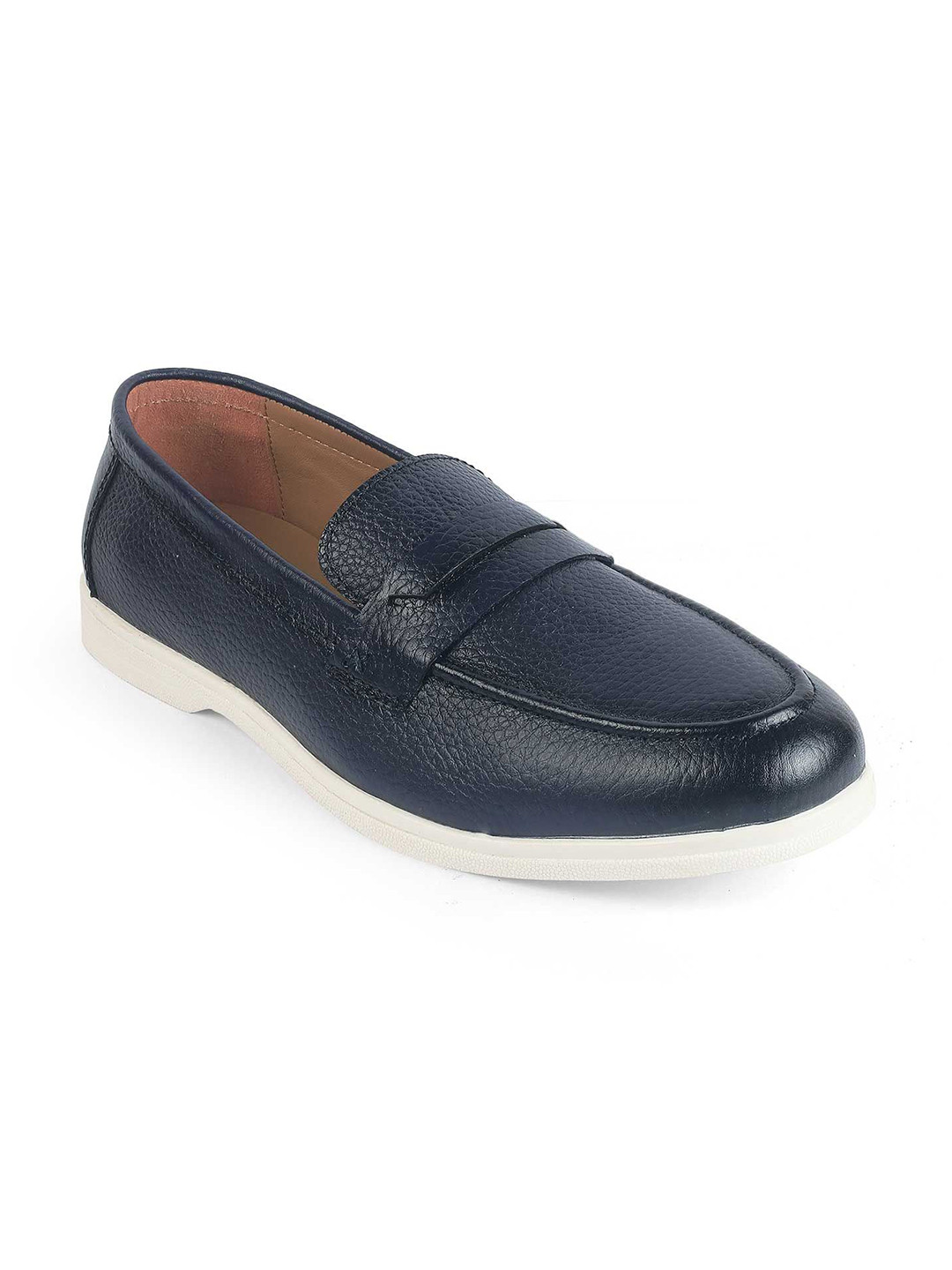 Tresmode Men Federer Blue Penny Leather Driving Loafers