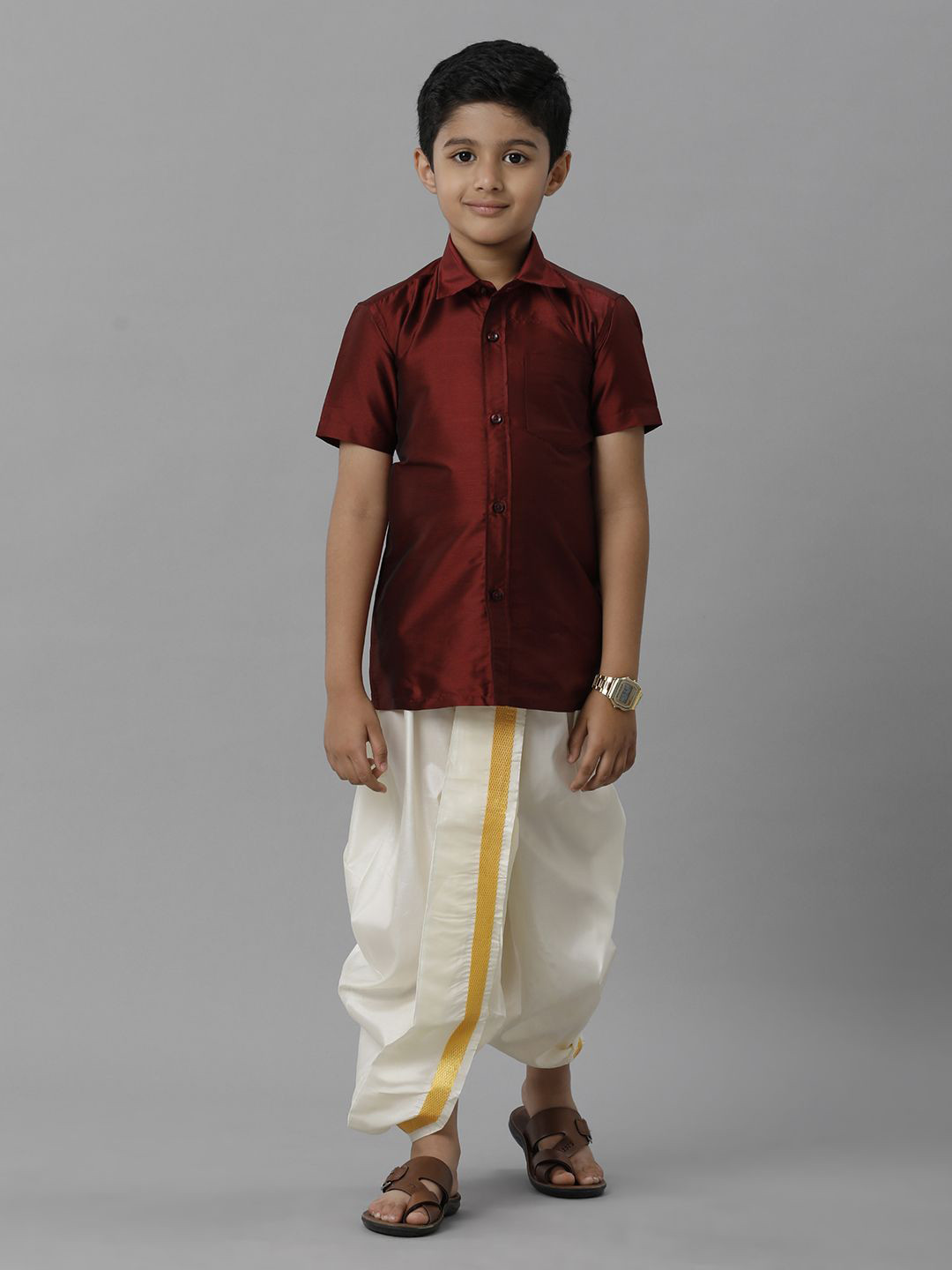 Ramraj Boys Short Sleeves Shirt With Panchakacham