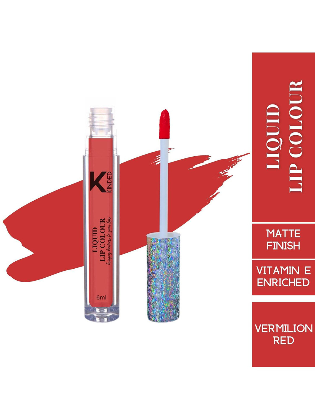 KINDED Vitamin E Enriched Matte Finish Liquid Lipstick 6ml - Vermilion Red 03