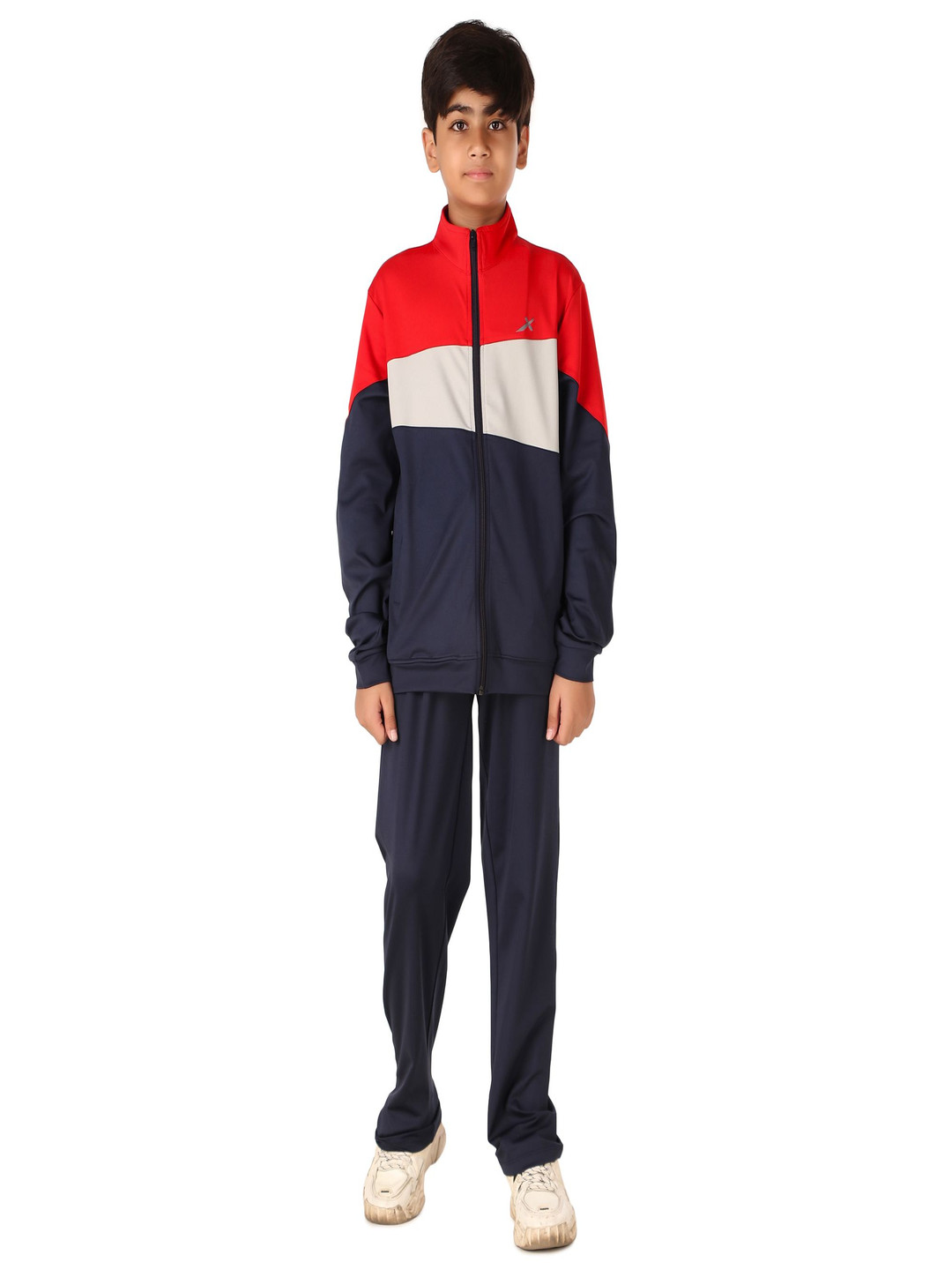 VECTOR X Boys Colo-Blocked Mock Collar Tracksuit