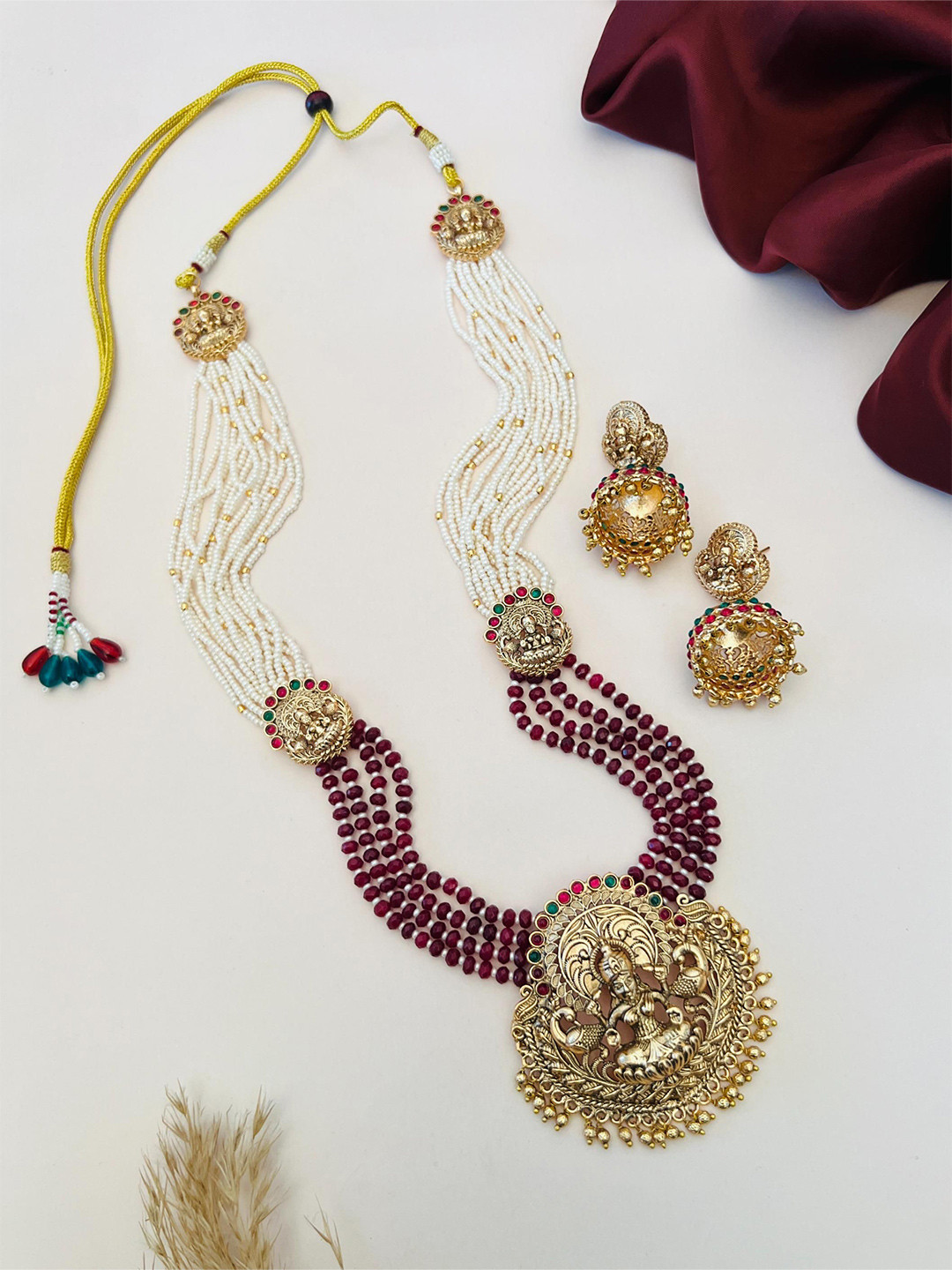 ABDESIGNS Enchanting Gold Plated Polki Temple Necklace