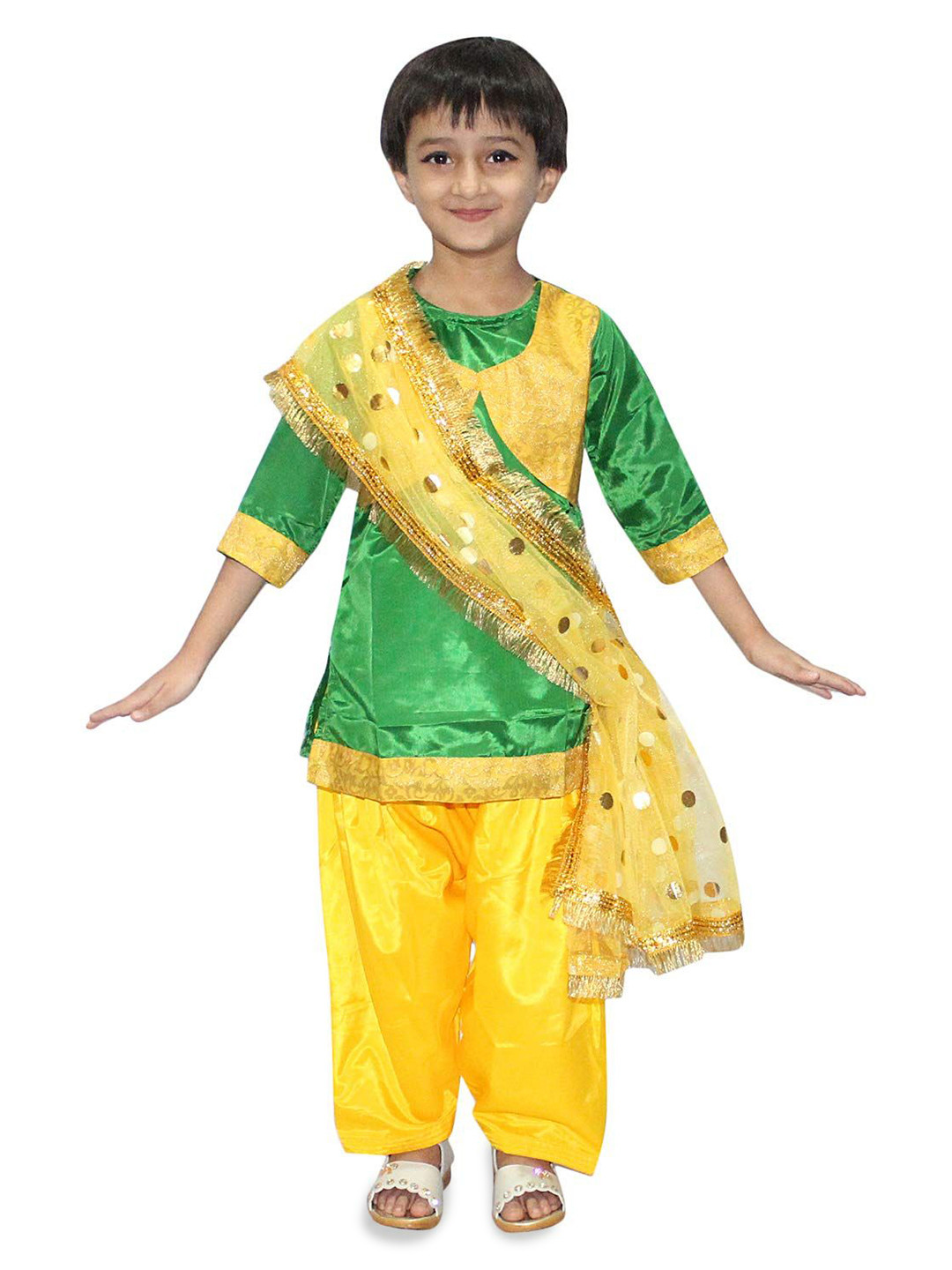 Kaku Fancy dresses Girls Punjabi Folk Dance Costume Kurta With Trouser & Dupatta