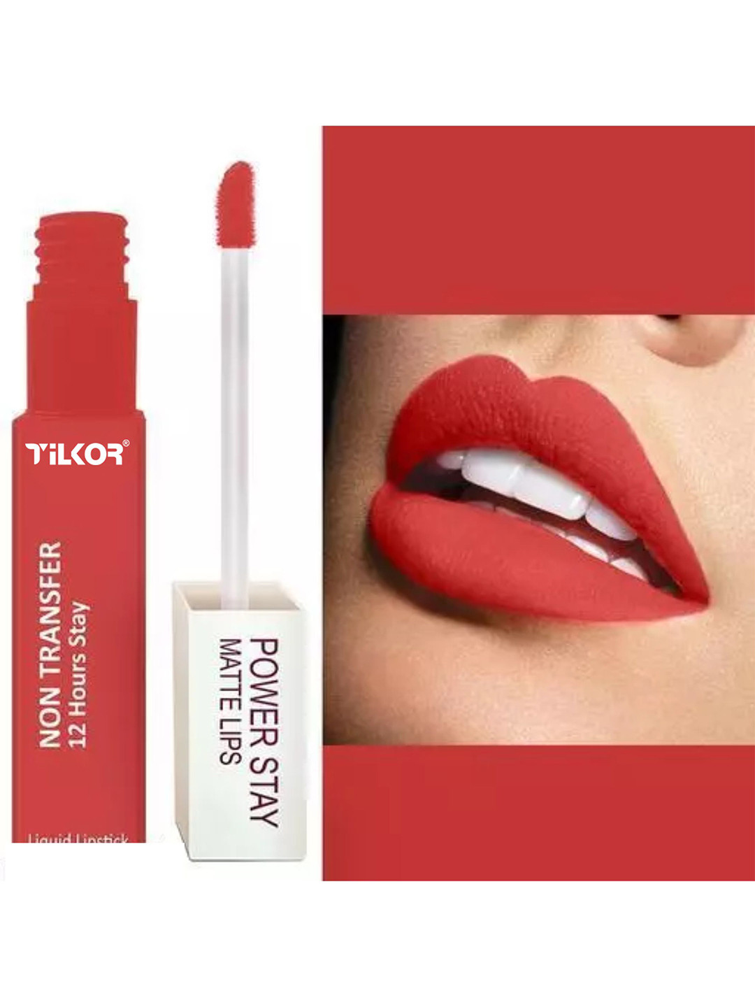 TILKOR Power Stay Matte Waterproof Long Lasting Lipstick 5ml - Red