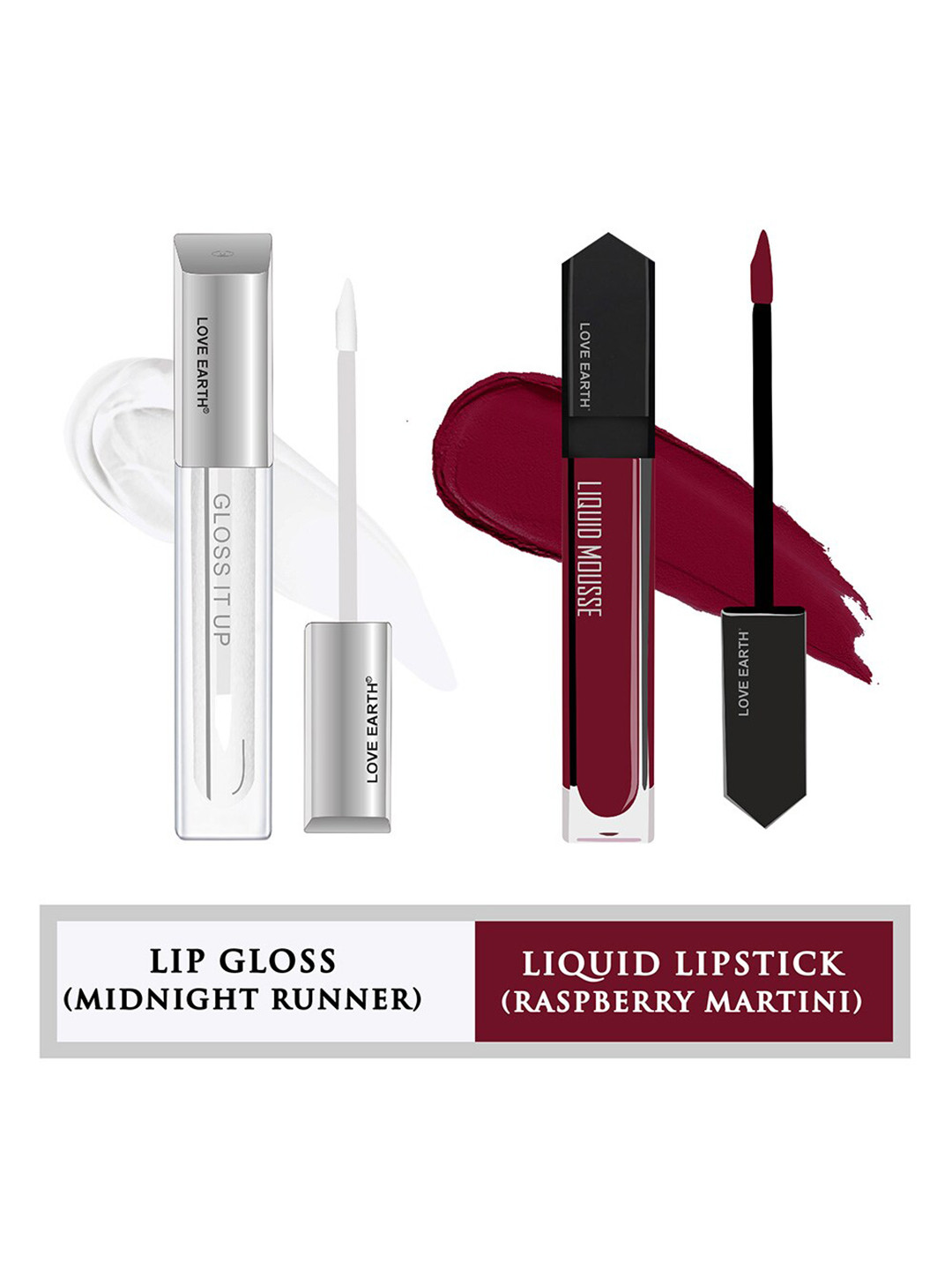LOVE EARTH Set of Liquid Mousse Matte Lipstick 6 ml & Gloss It Up Lip Gloss 3ml