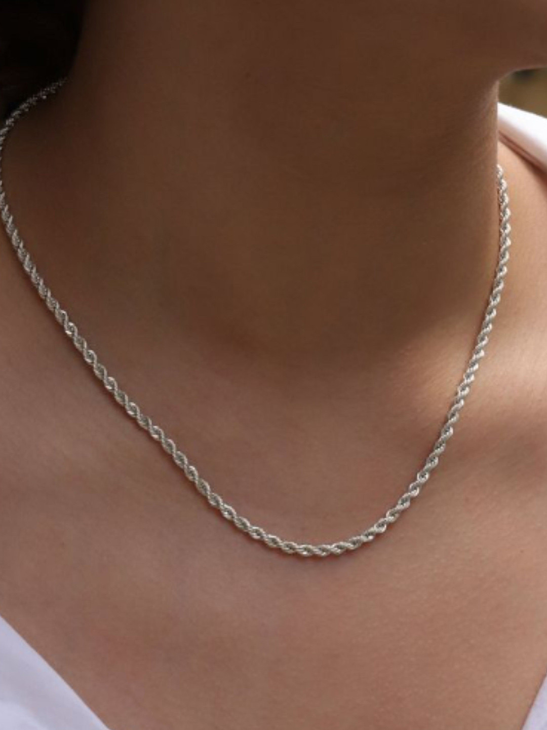 SUBHAGALANKAR Silver-Plated Rope Chain