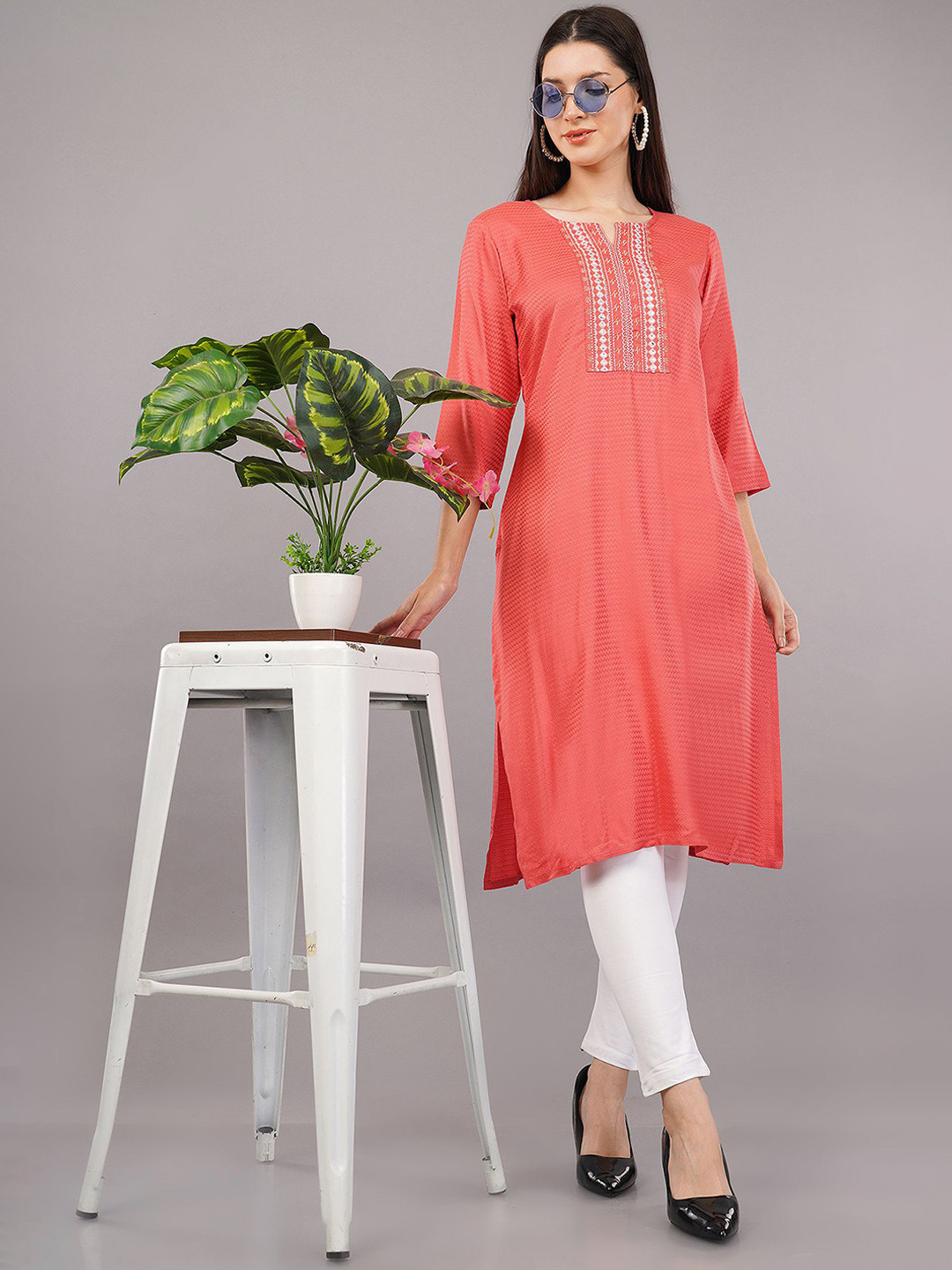 Avaasa Buy Shruthi Yoke Design Thread Work Liva Kurta