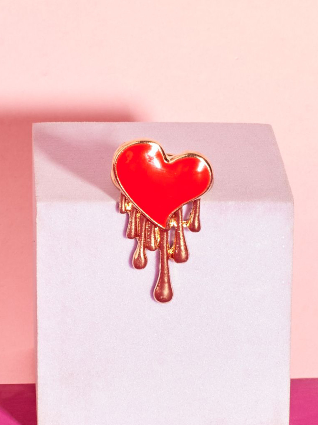 SALTY Burning Red Heart Ring For Women & Girls