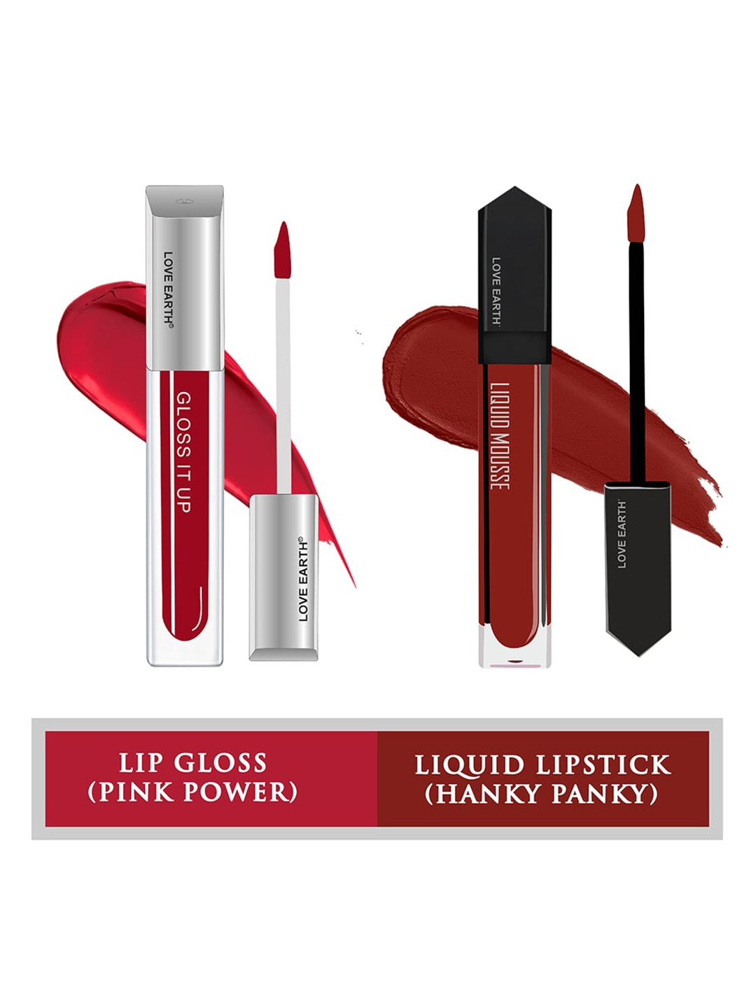 LOVE EARTH 2-Pcs Mousse Lipstick & Gloss It Up Lip Gloss-Hanky Panky-Pink Power