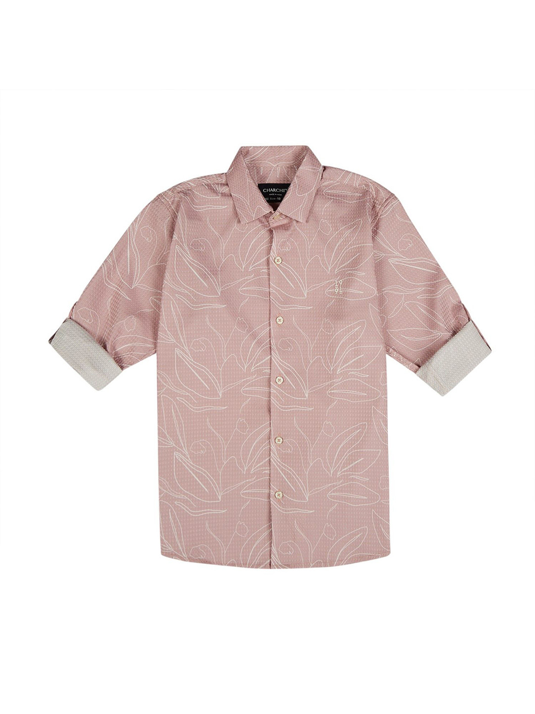 CHARCHIT Boys Comfort Fit Spread Collar Floral Printed Cotton Casual Shirt