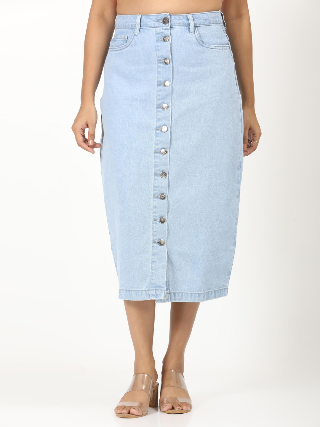 URBAN POCHE Pure Cotton A-line Midi Skirt