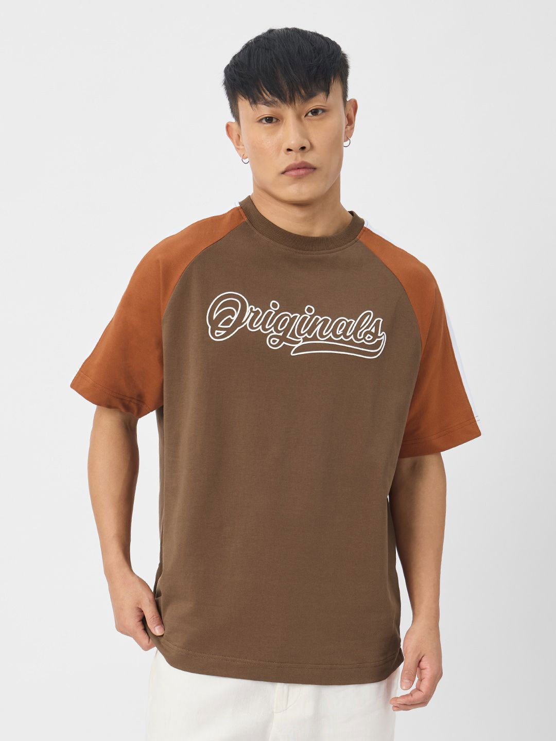 The Souled Store Short Sleeves Men Typography Cotton Printed V Neck Oversized T shirt