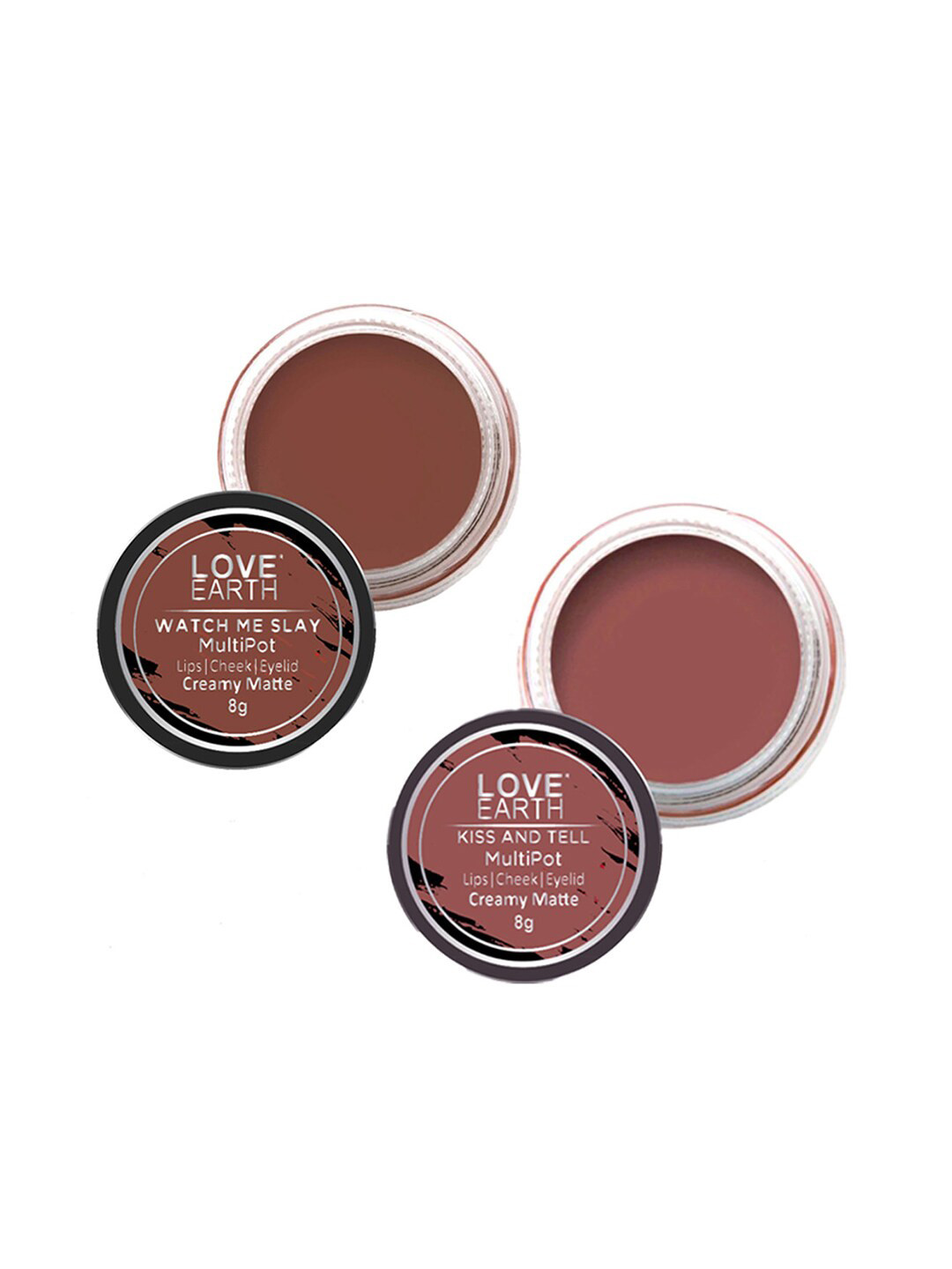 LOVE EARTH Set of 2 Creamy Matte Lip & Cheek Tint 8 g Each - Watch Me Slay & Kiss and Tell