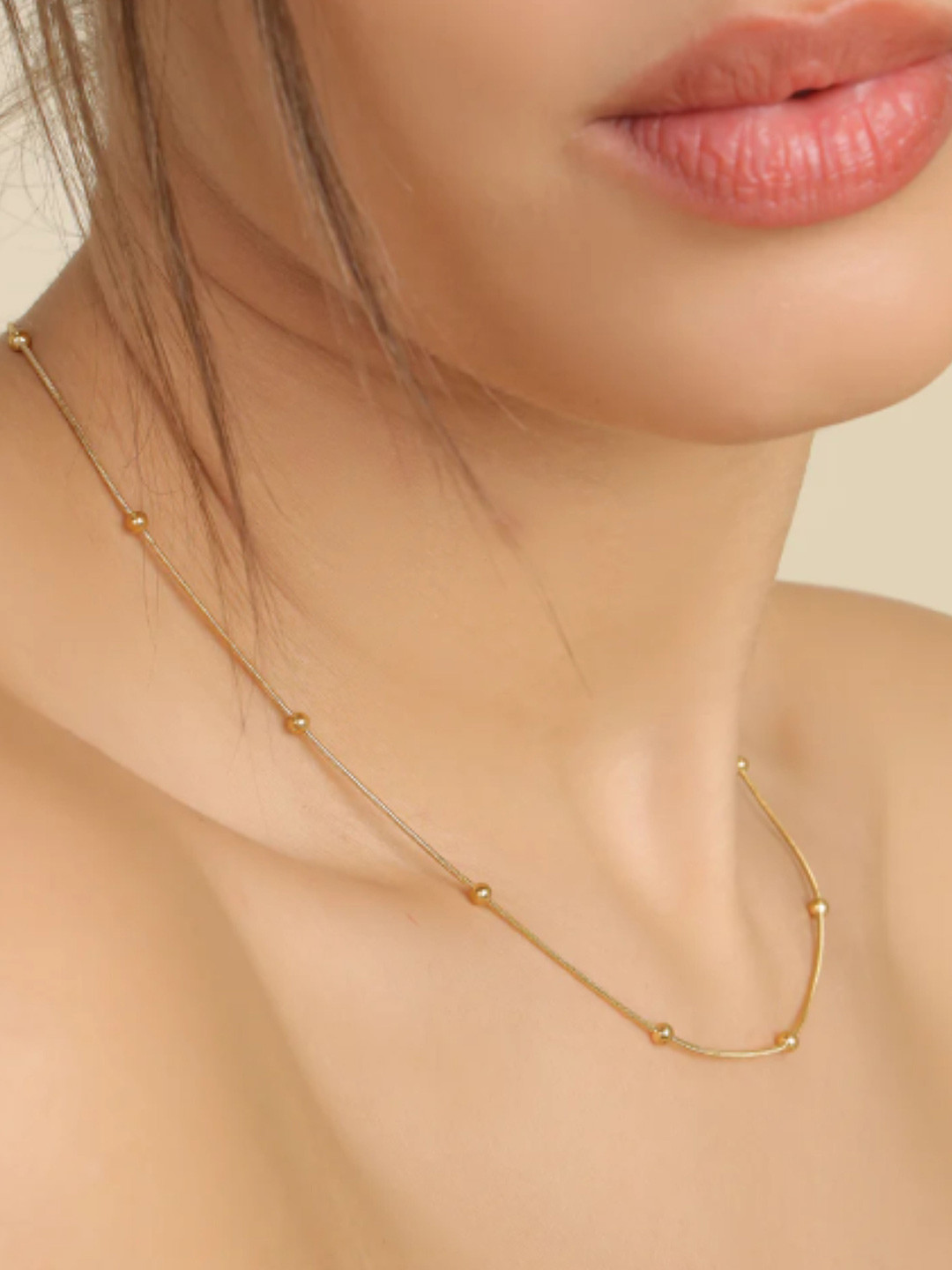 SUBHAGALANKAR Gold-Plated Artificial Beads Beaded Chain