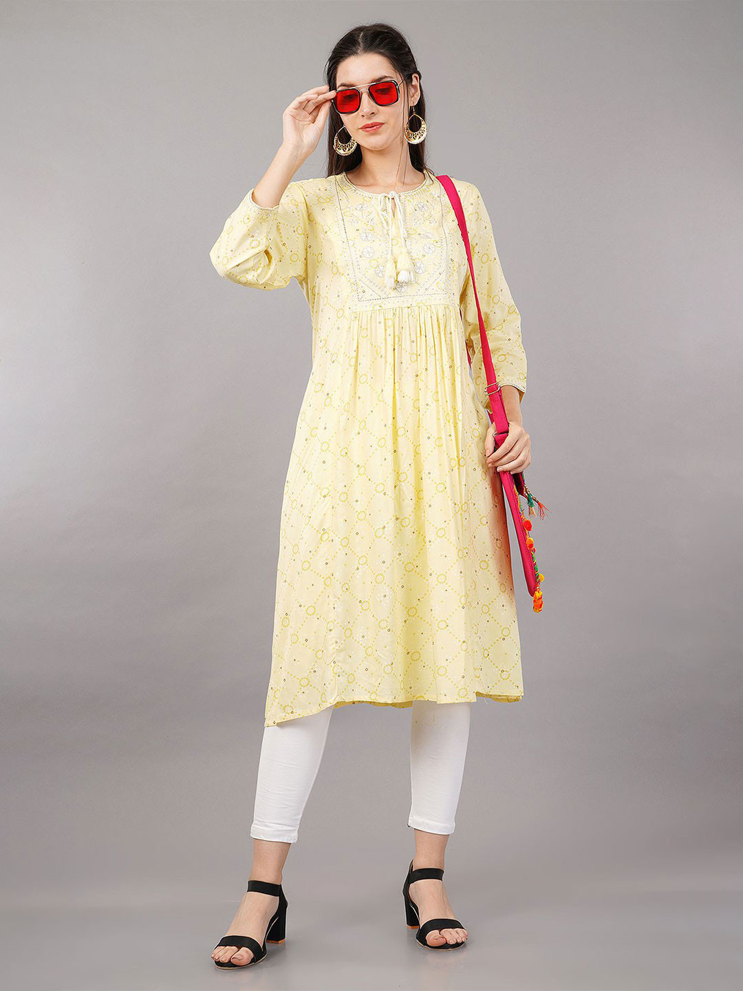 Avaasa Buy Shruthi Geometric Yoke Design Thread Work Liva Anarkali Kurta
