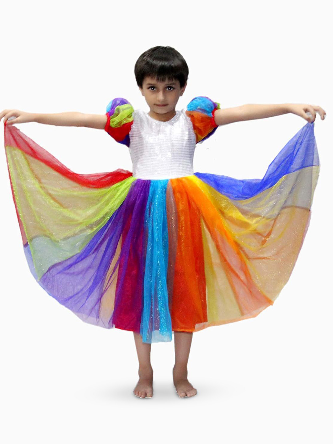 Kaku Fancy dresses Girls Rainbow Gown Costume