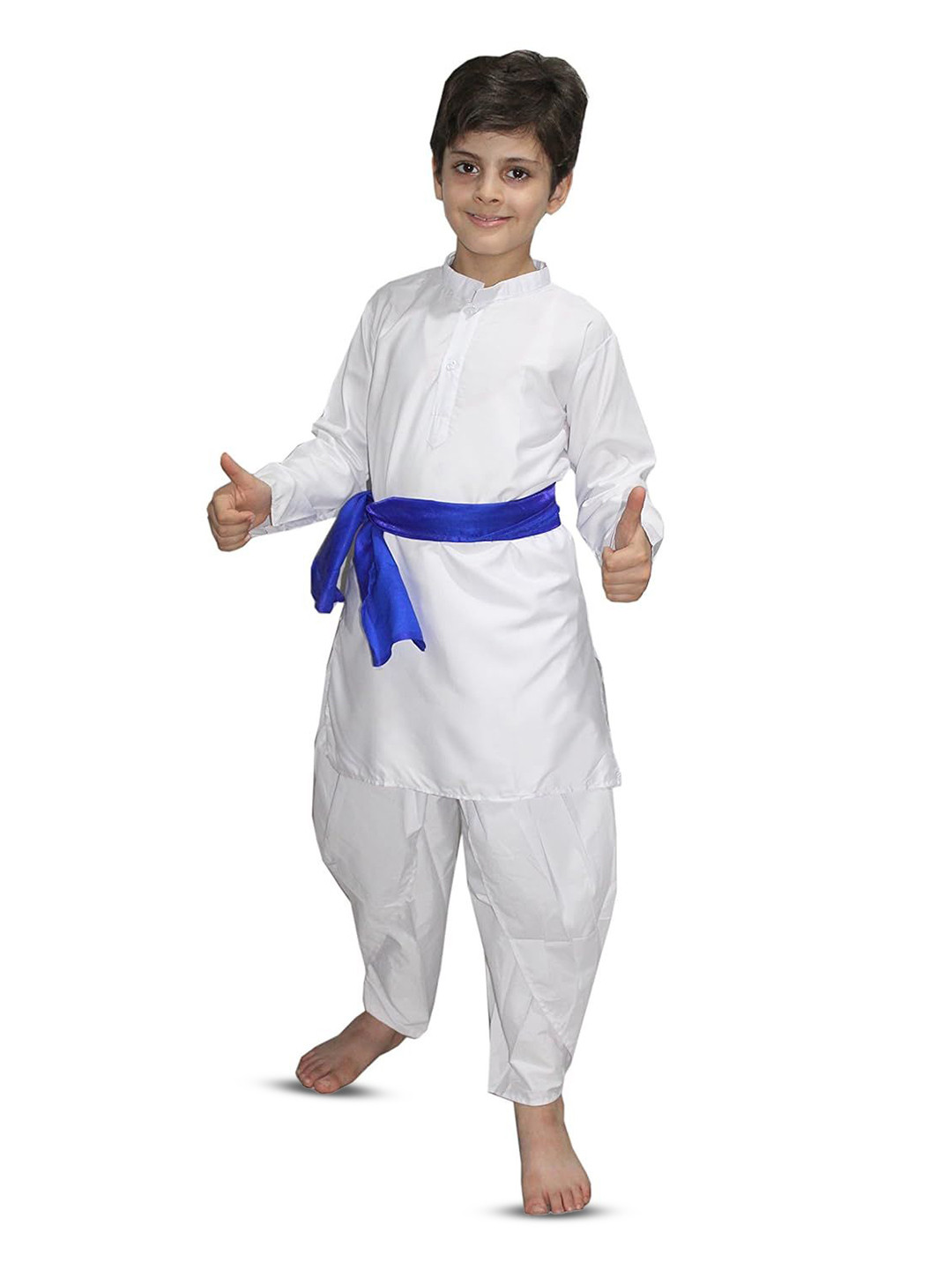 Kaku Fancy dresses Boys Haryanvi Dance White Kurta Costume Kurta With Dhoti Pant & Stole