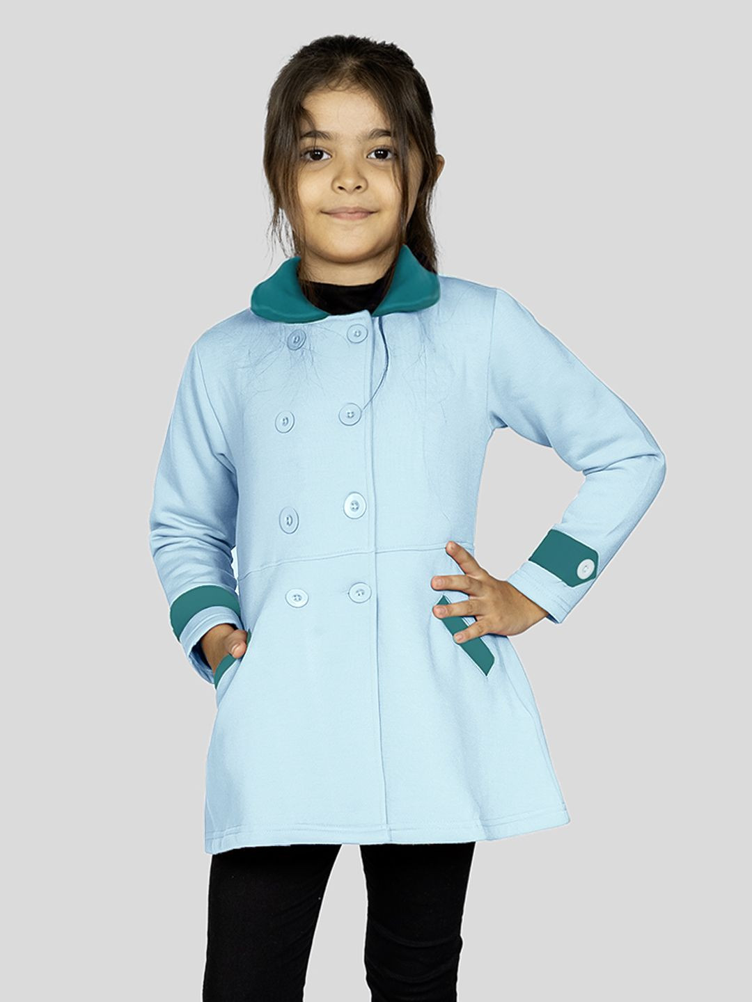 Naughty Ninos Girls Double Breasted Hip Length Pea Coat