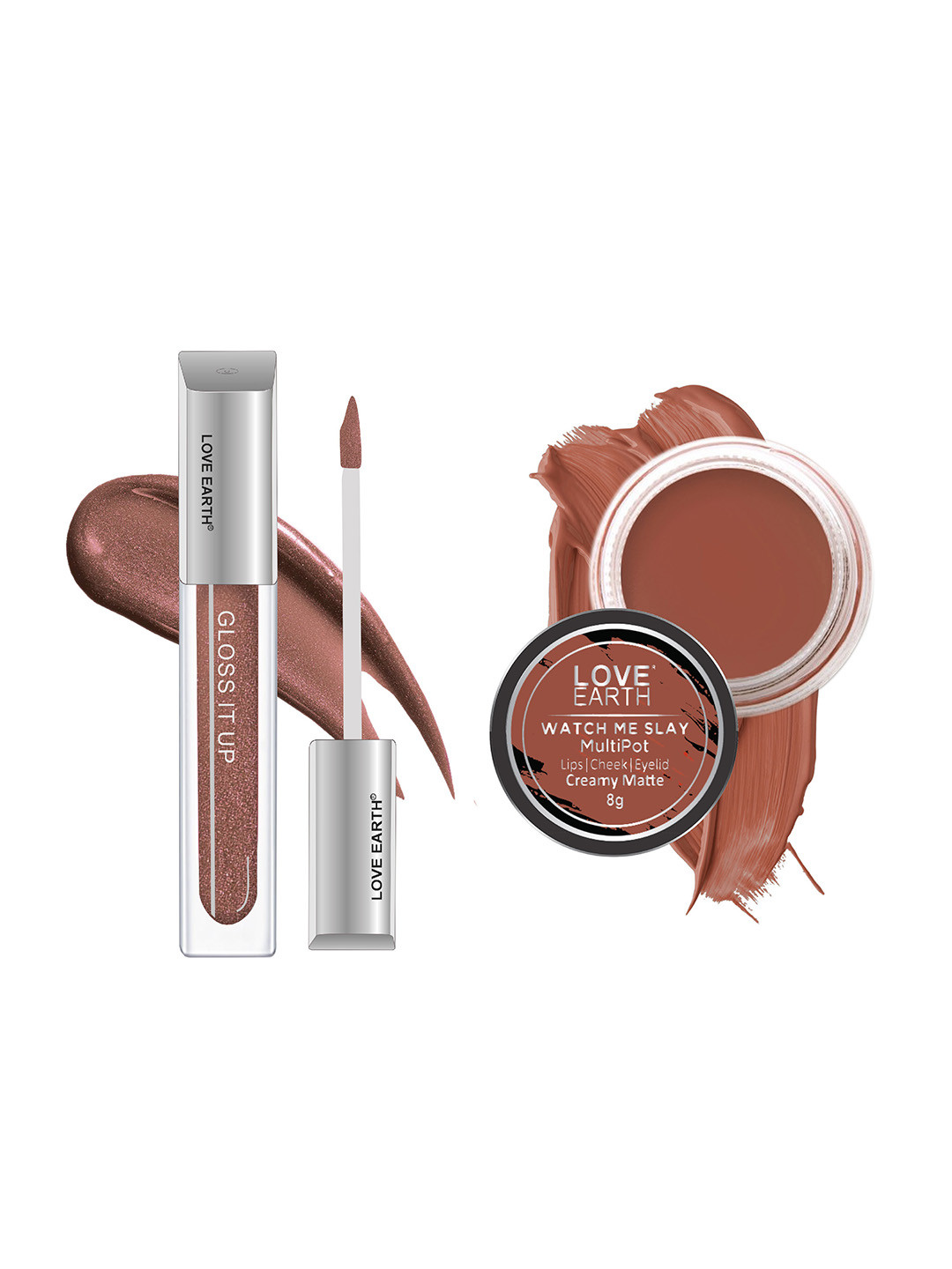 LOVE EARTH 2-Pcs Gloss It Up Lip And Cheek Tint Watch Me Slay & Lip Gloss Honey Dip