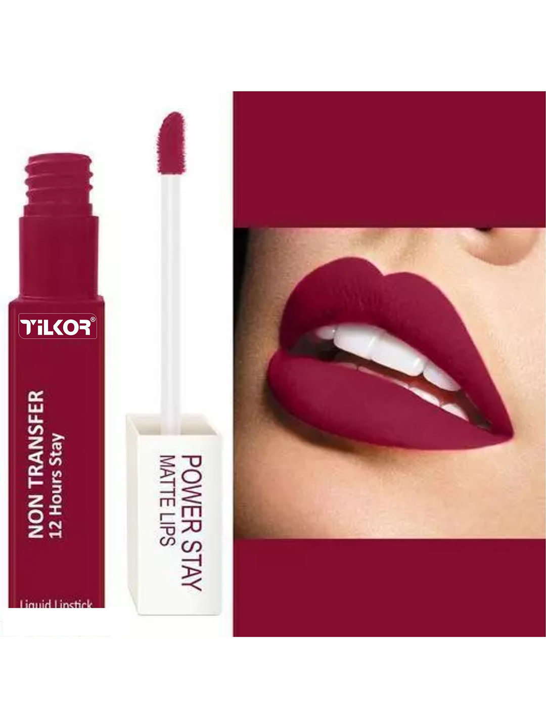 TILKOR Power Stay Matte Waterproof Lipstick 5ml - Maroon