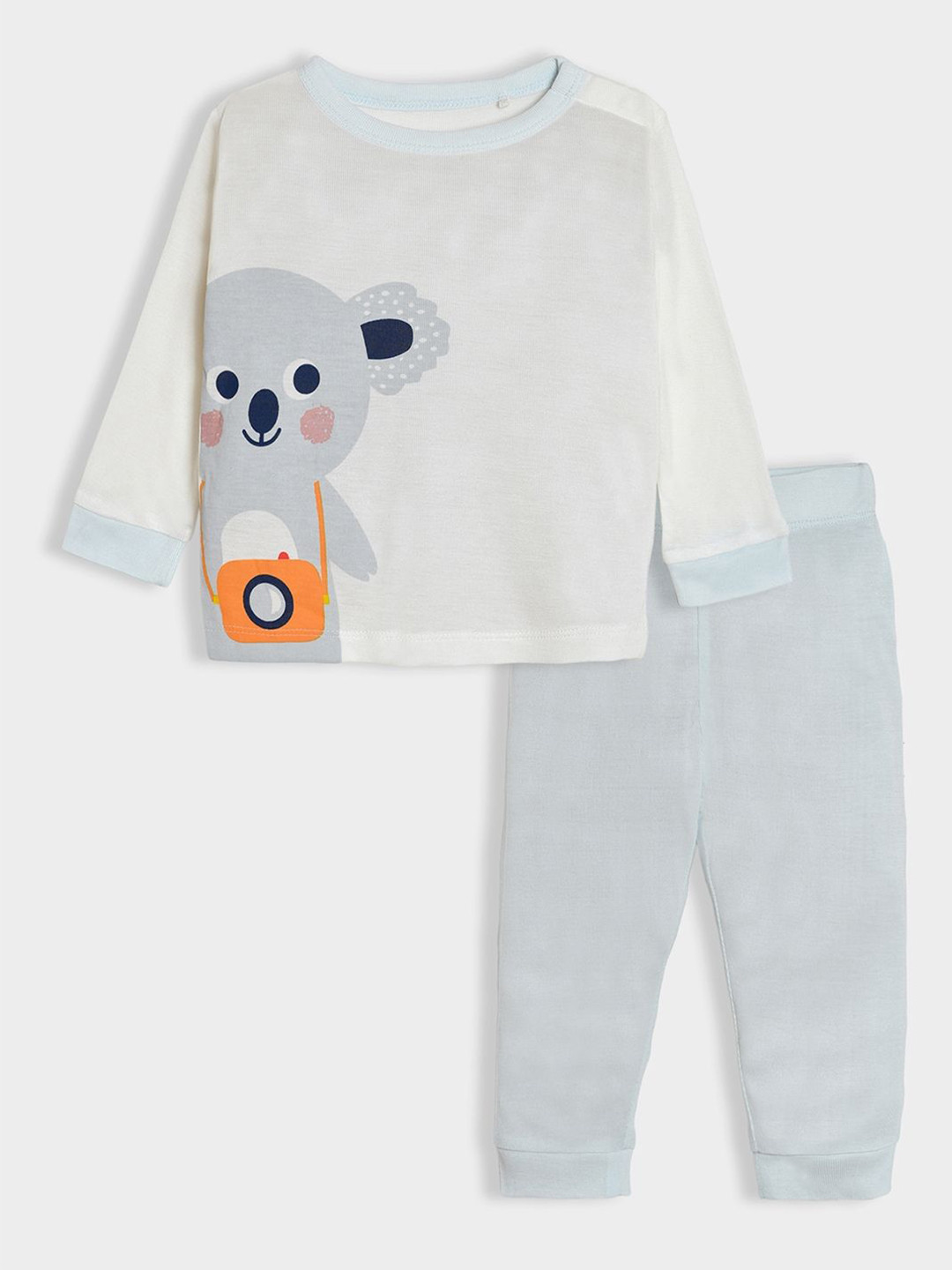 MiArcus Kids Koala Face Printed Round Neck T-shirt With Pyjamas