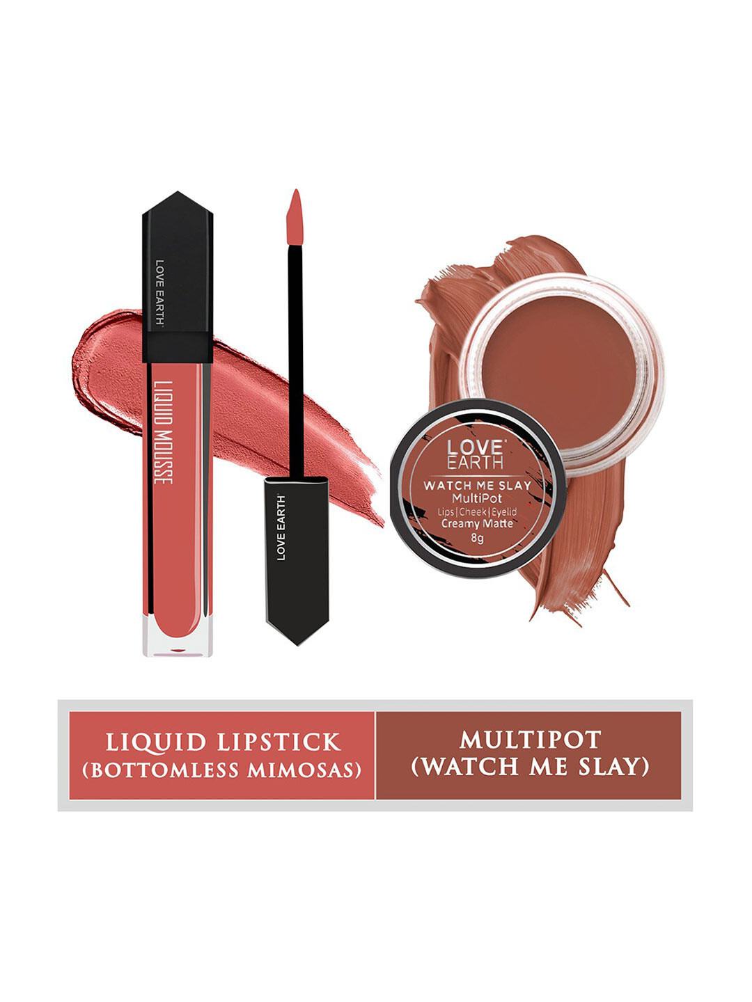 LOVE EARTH Set of Liquid Mousse Matte Lipstick 6 ml + Watch Me Slay Multipot 8 g