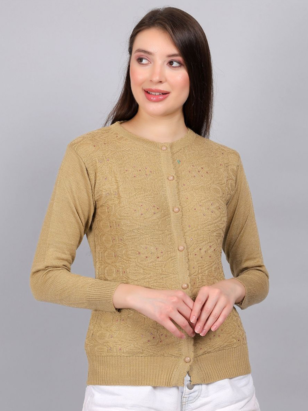 YOUTH ROBE Women Self Design Woollen Sweater